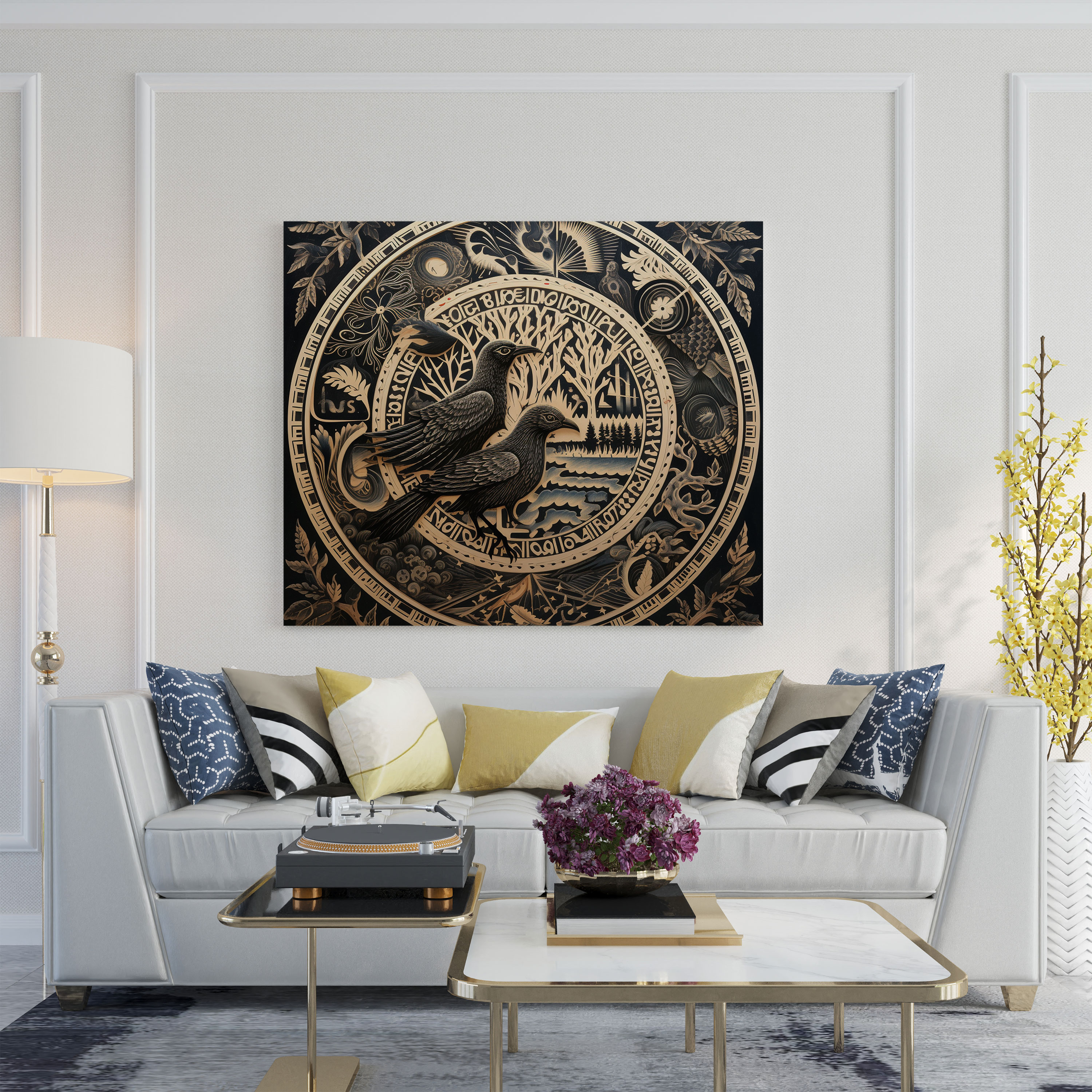 Renaissance Canvas Print: Intricate Woodcut - Renaissance, Canvas Print, Intricate Patterns, Canvas Wall Art