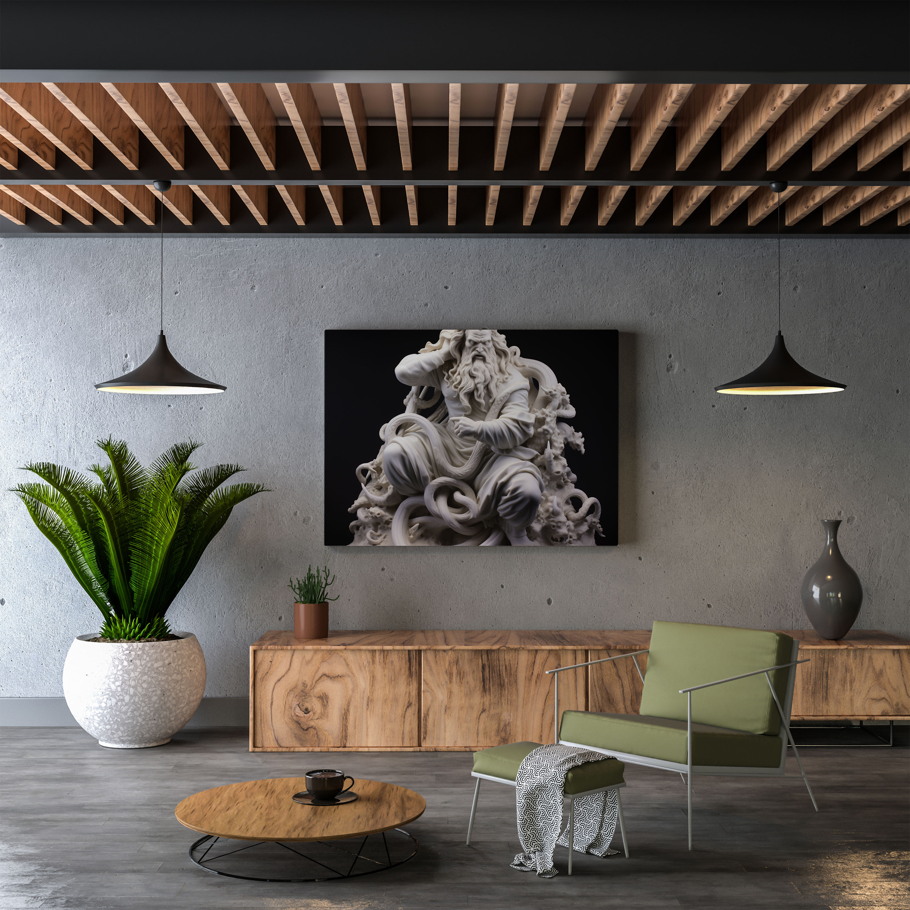 Divine Renaissance Sculpture Wall Art - Renaissance, Divine Divinity, Michelangelo-Inspired, Renaissance