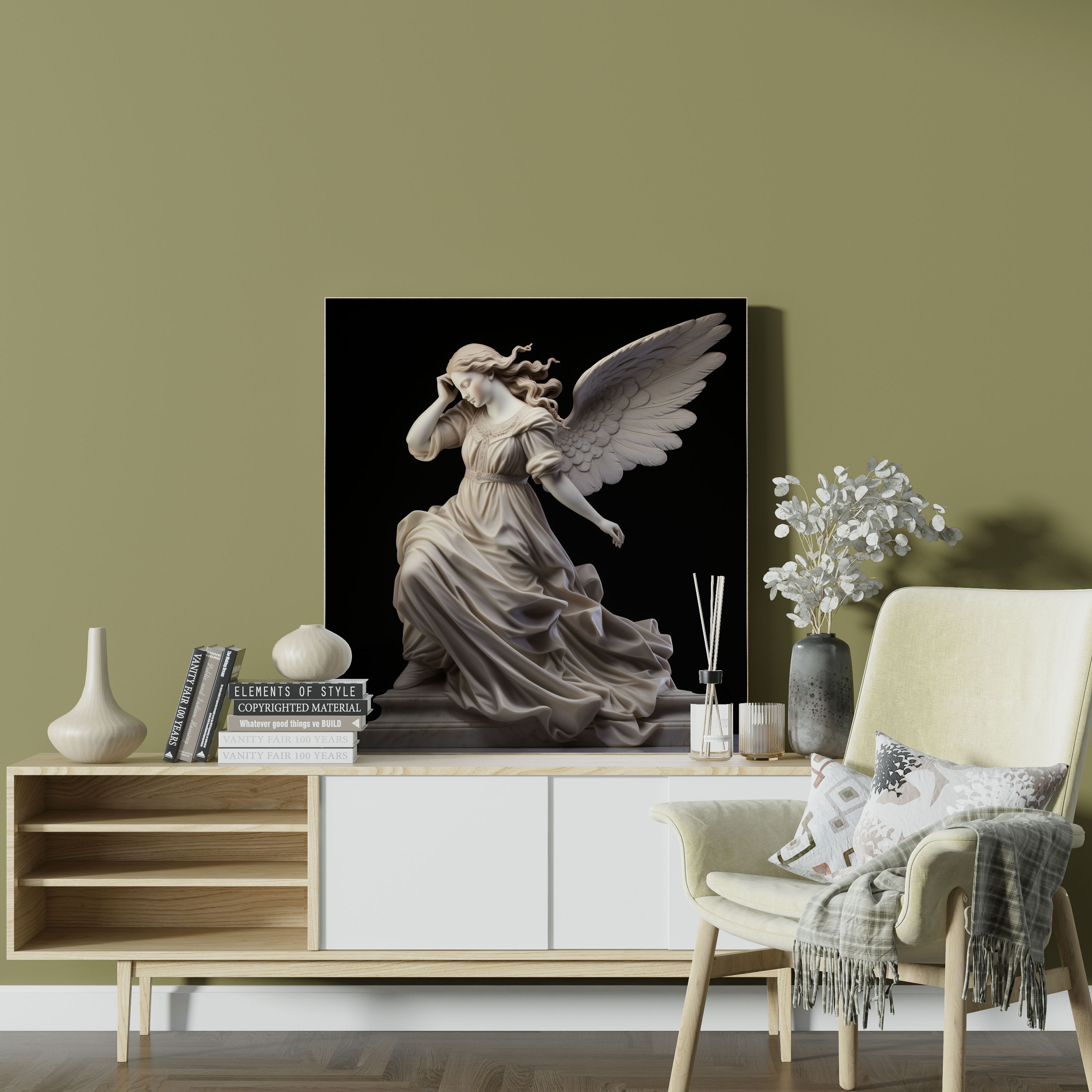 Renaissance Angel Sculpture - Renaissance, Serenity, Canvas Print, Renaissance