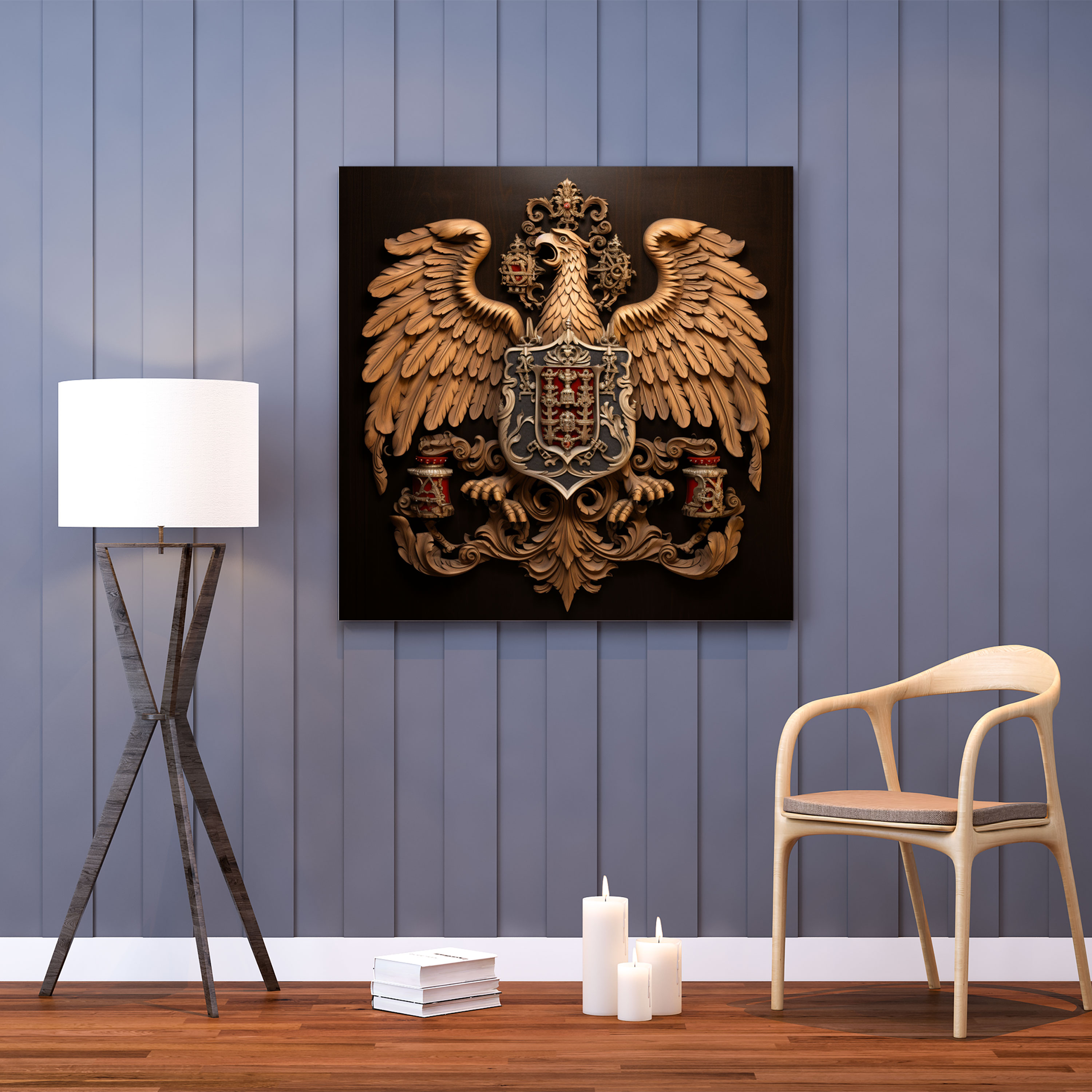 Renaissance Coat Of Arms Wall Decoration - Renaissance, Home Decoration, Woodcarving, Intricate Details