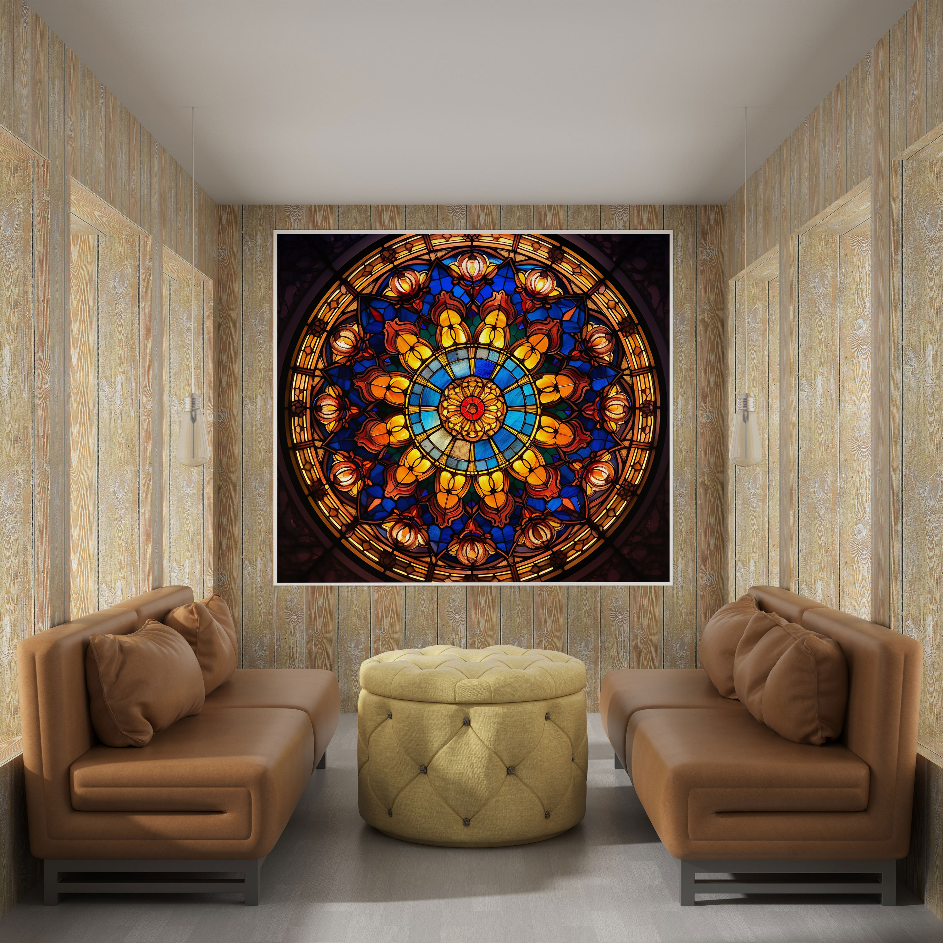 Renaissance Stained Glass Wall Art - Renaissance, Vibrant Colors, Canvas Wall Art, Elegance