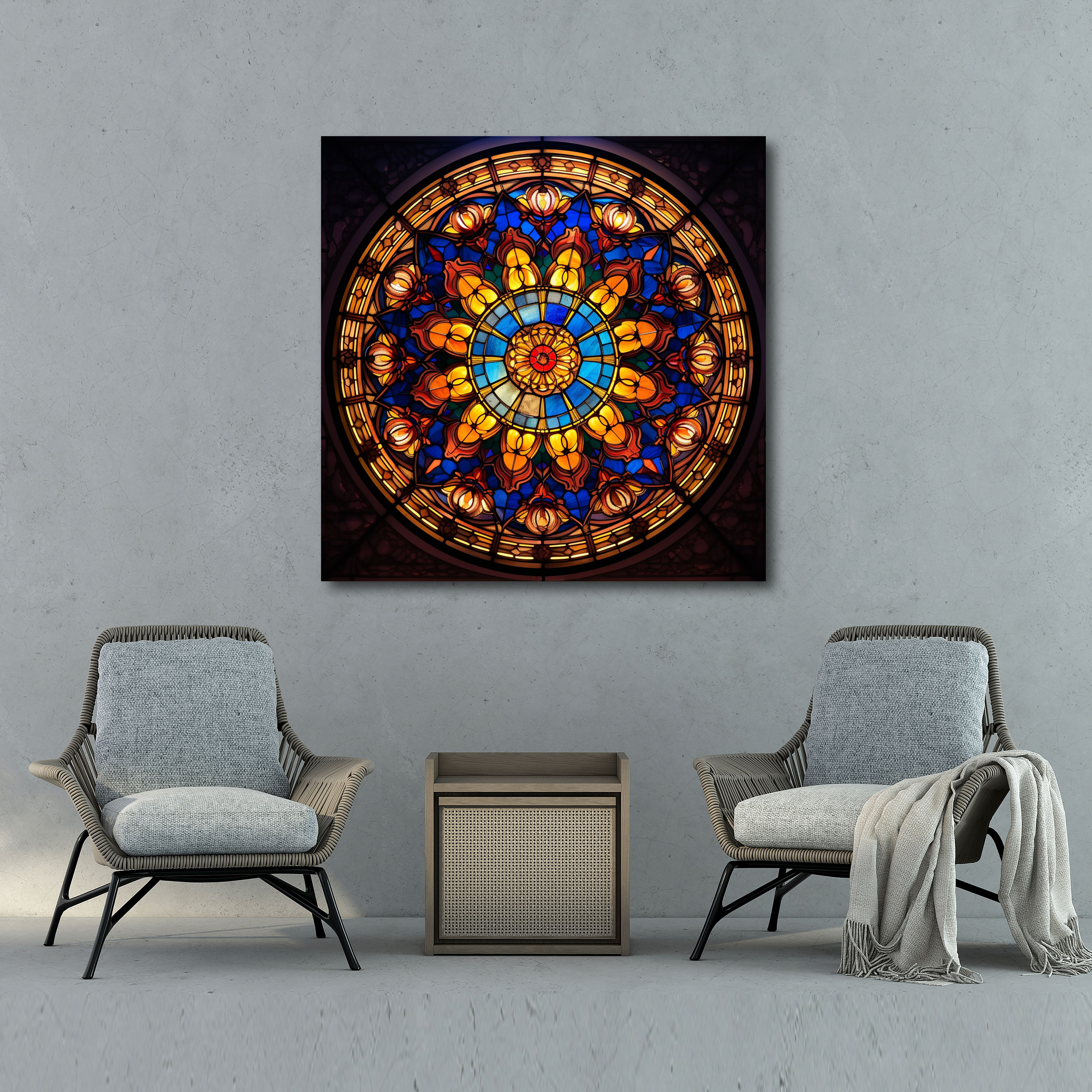 Renaissance Stained Glass Wall Art - Renaissance, Vibrant Colors, Canvas Wall Art, Elegance