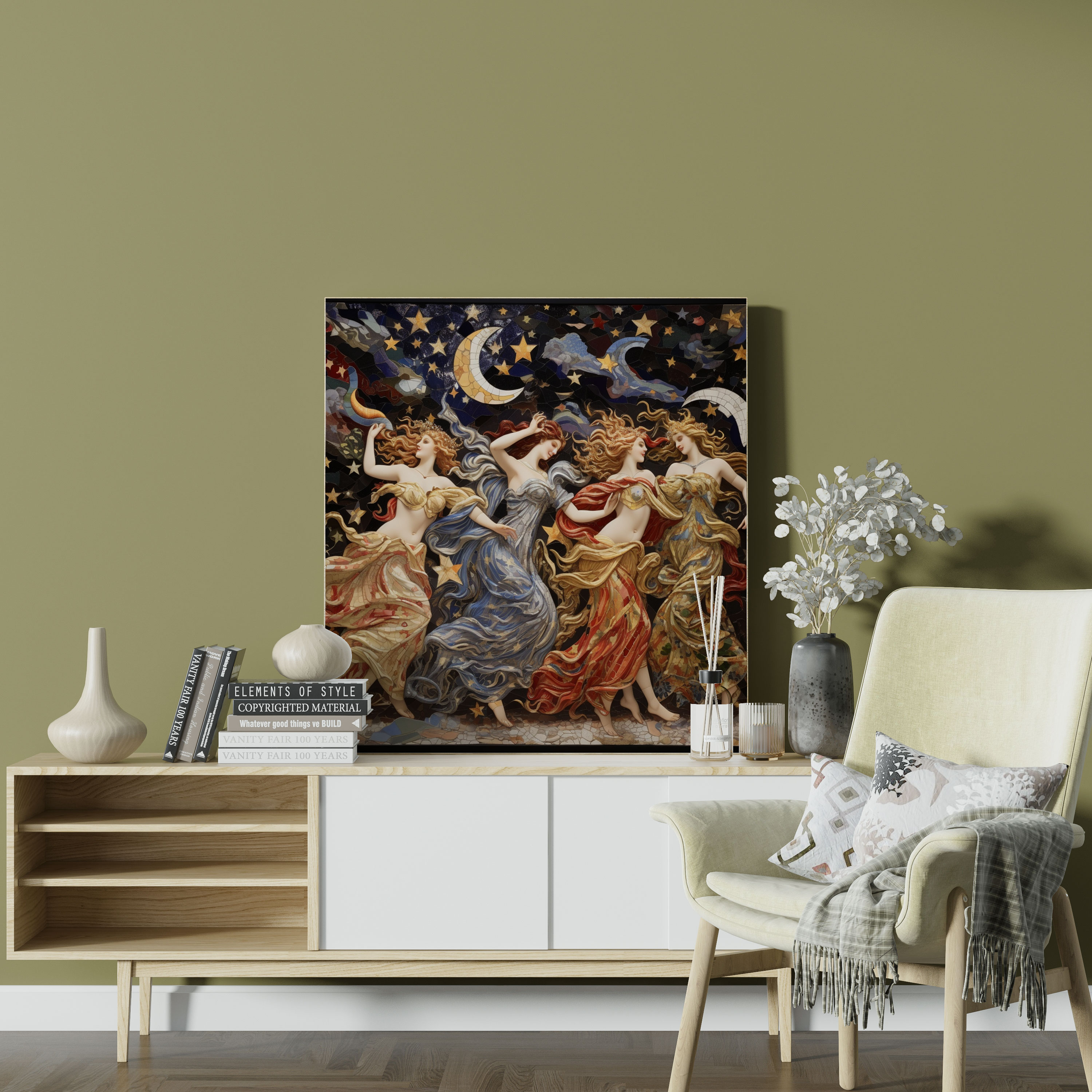Renaissance Wall Decoration - Porcelain Mosaic Of Celestial Renaissance Figures - Renaissance, Colors, Canvas Wall Art, Home Decoration