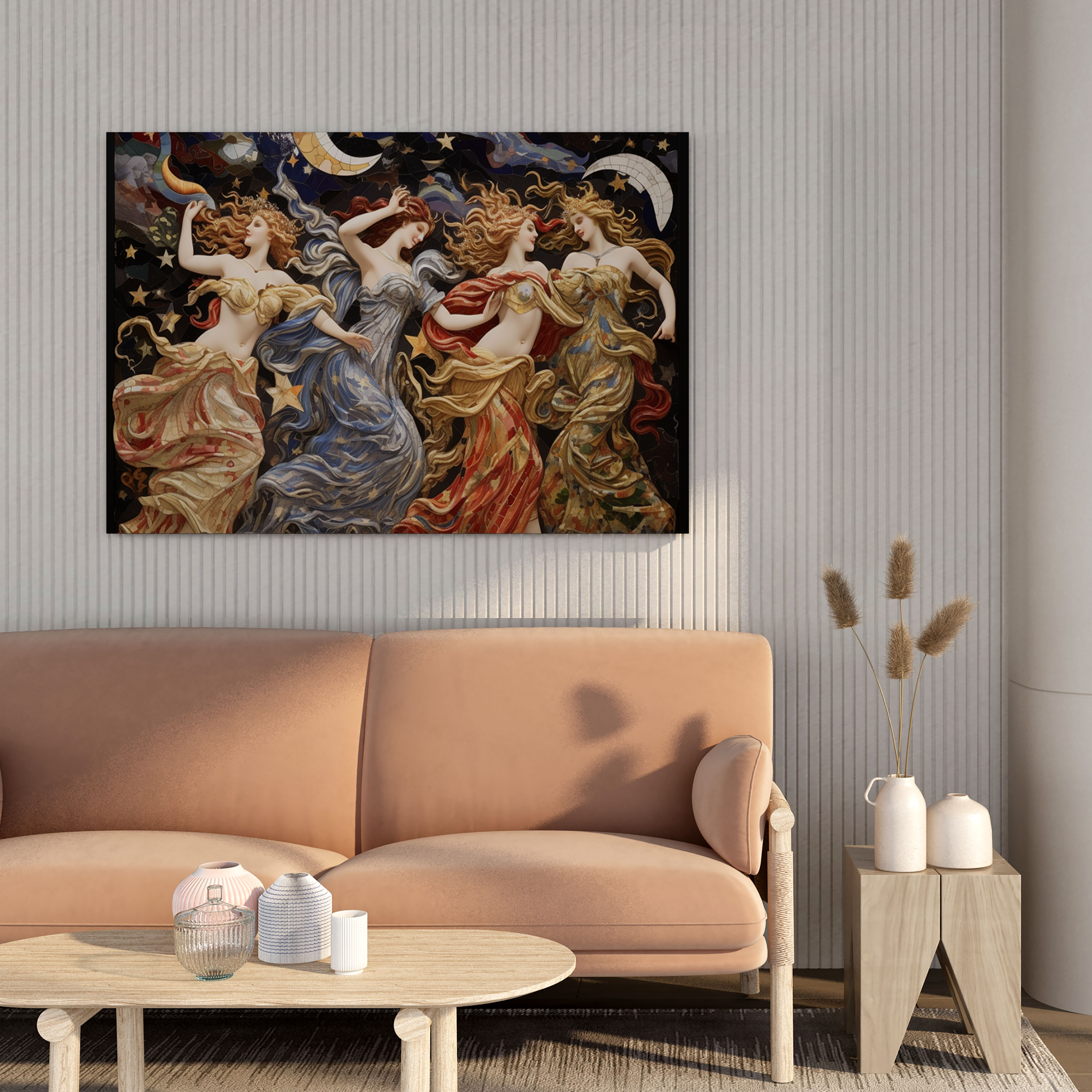 Renaissance Wall Decoration - Porcelain Mosaic Of Celestial Renaissance Figures - Renaissance, Colors, Canvas Wall Art, Home Decoration