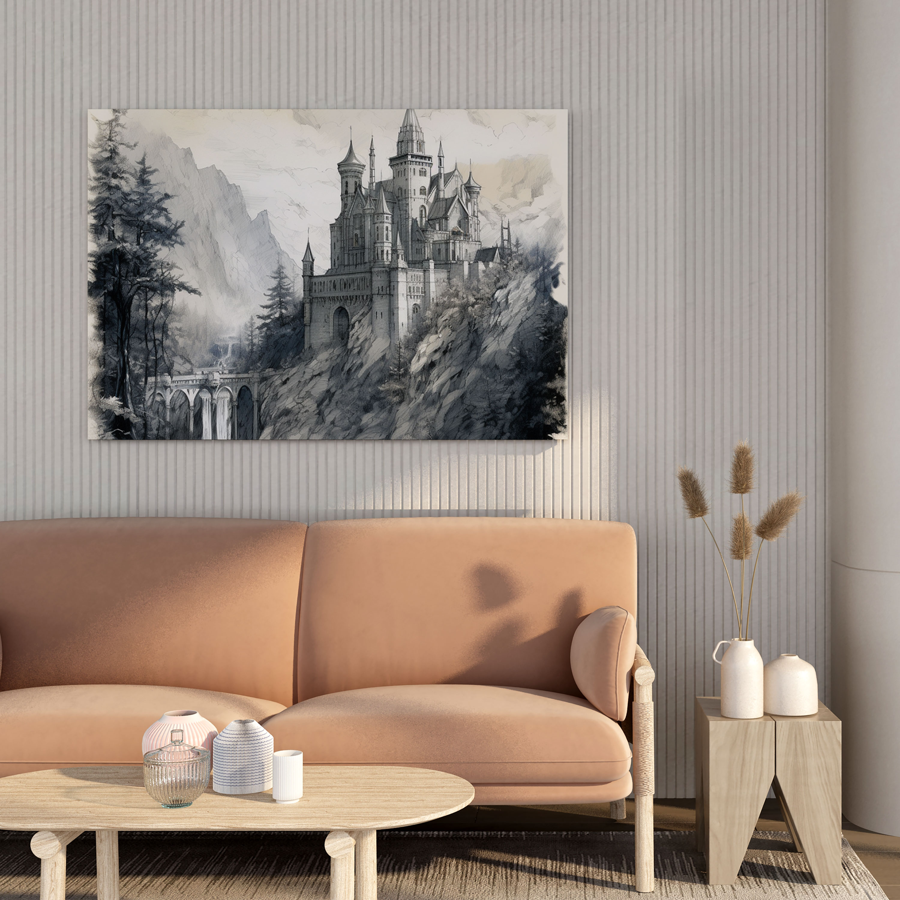 Renaissance Wall Art - Majestic Castle Sketch - Renaissance, Home Decoration, Wall Decoration, Lush Forest