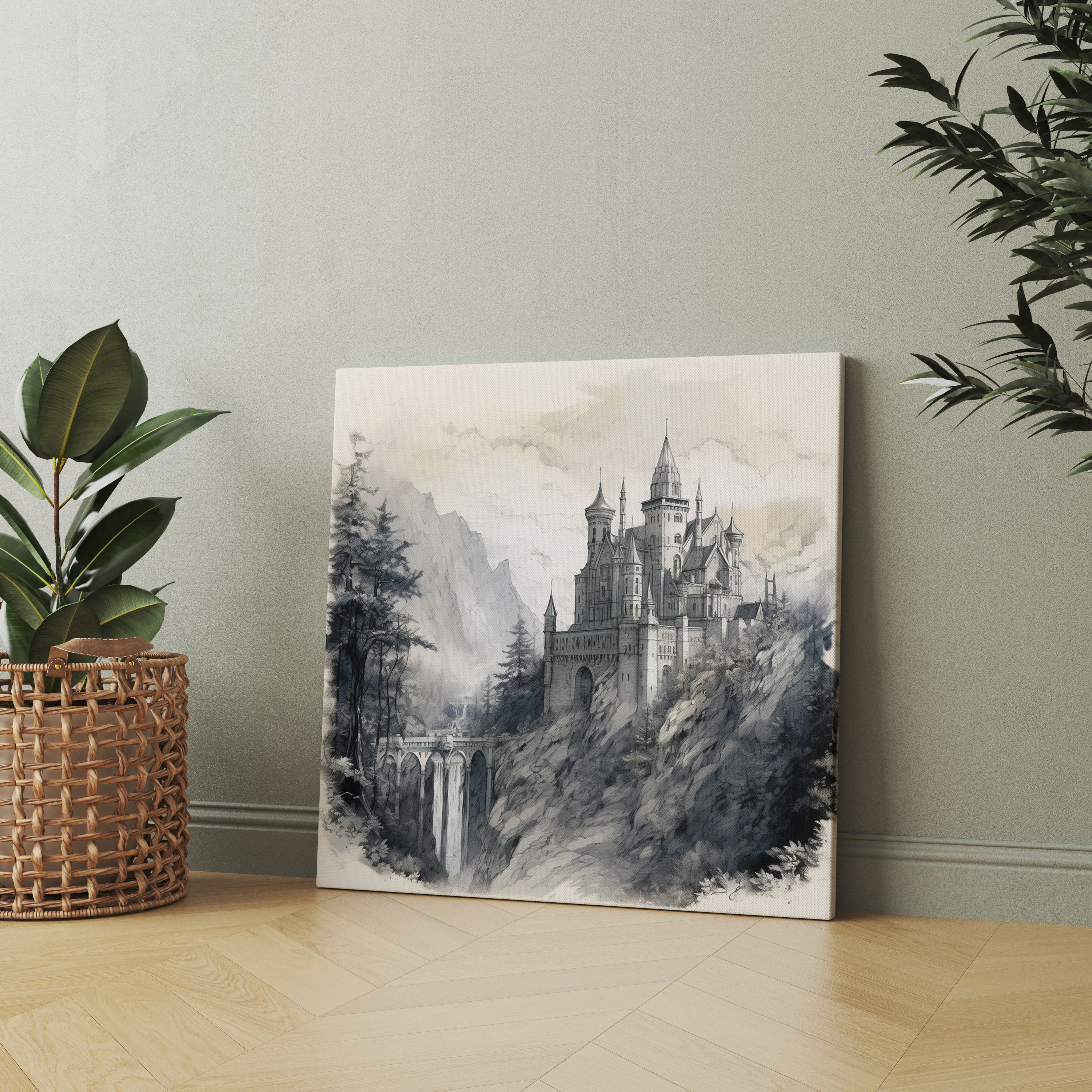 Renaissance Wall Art - Majestic Castle Sketch - Renaissance, Home Decoration, Wall Decoration, Lush Forest