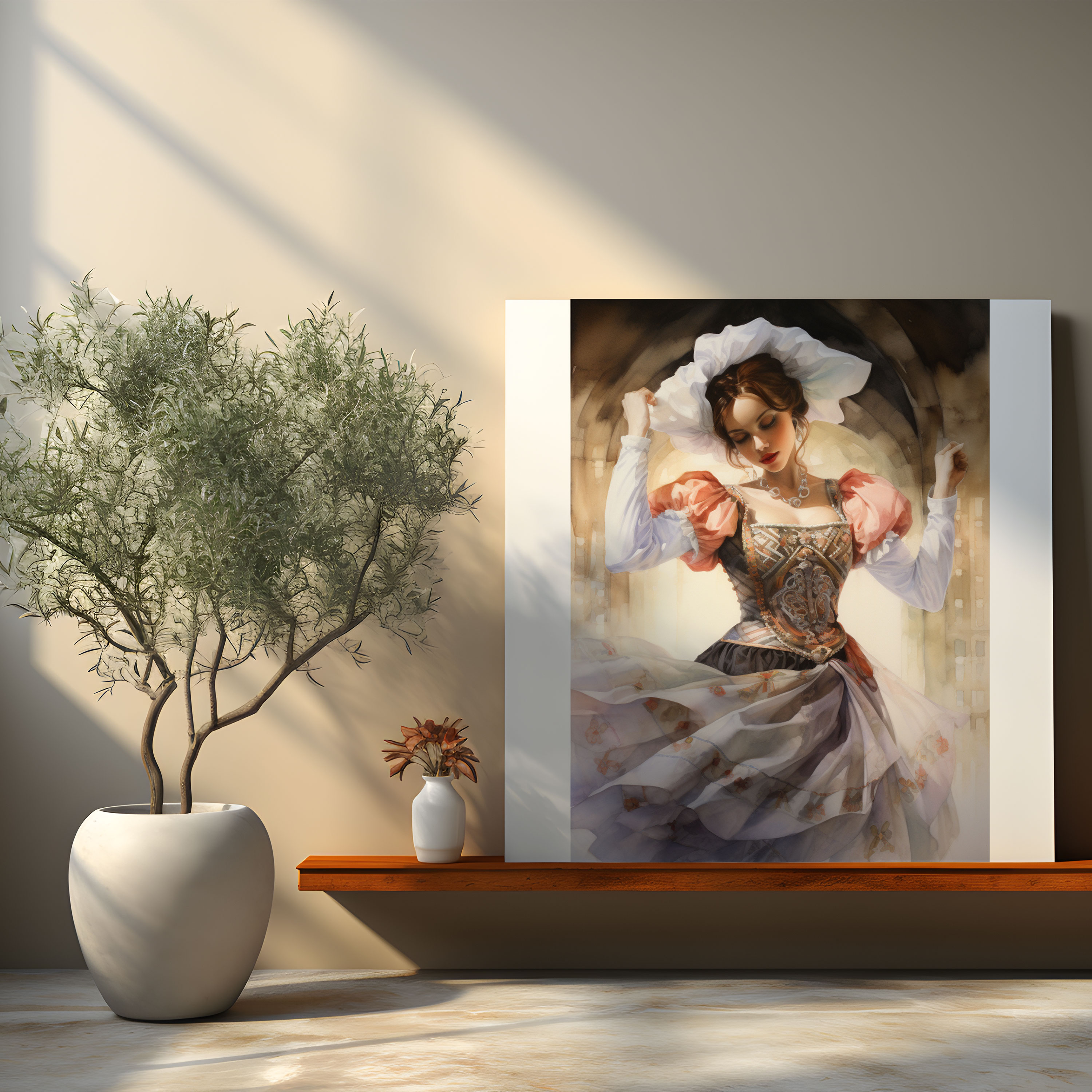 Renaissance Wall Decoration - Graceful Dancer Watercolor - Renaissance, Renaissance, Wall Art, Renaissance Costume