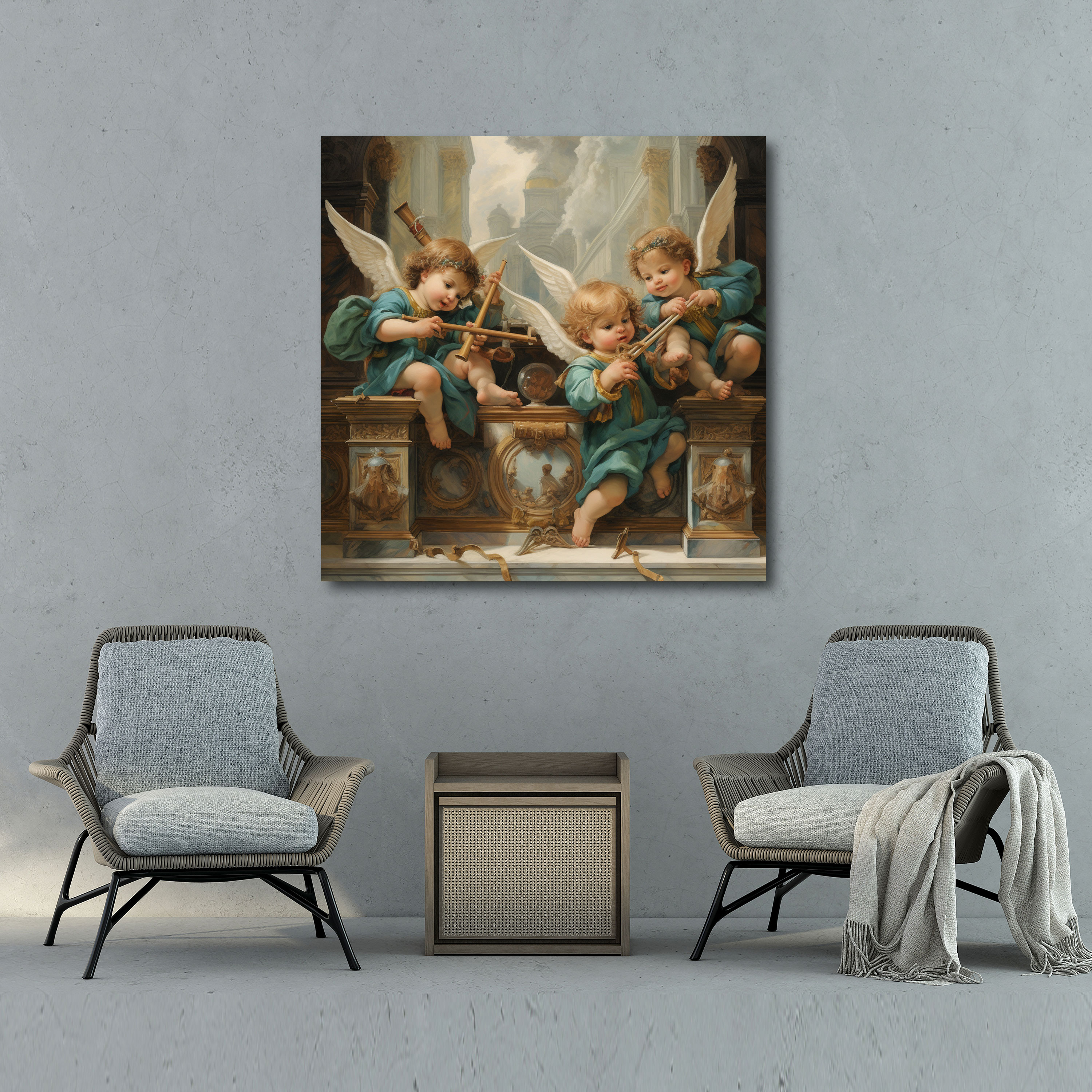 Renaissance Canvas Print - Cherubs Fresco Painting - Renaissance, Canvas, Renaissance, Cherubs