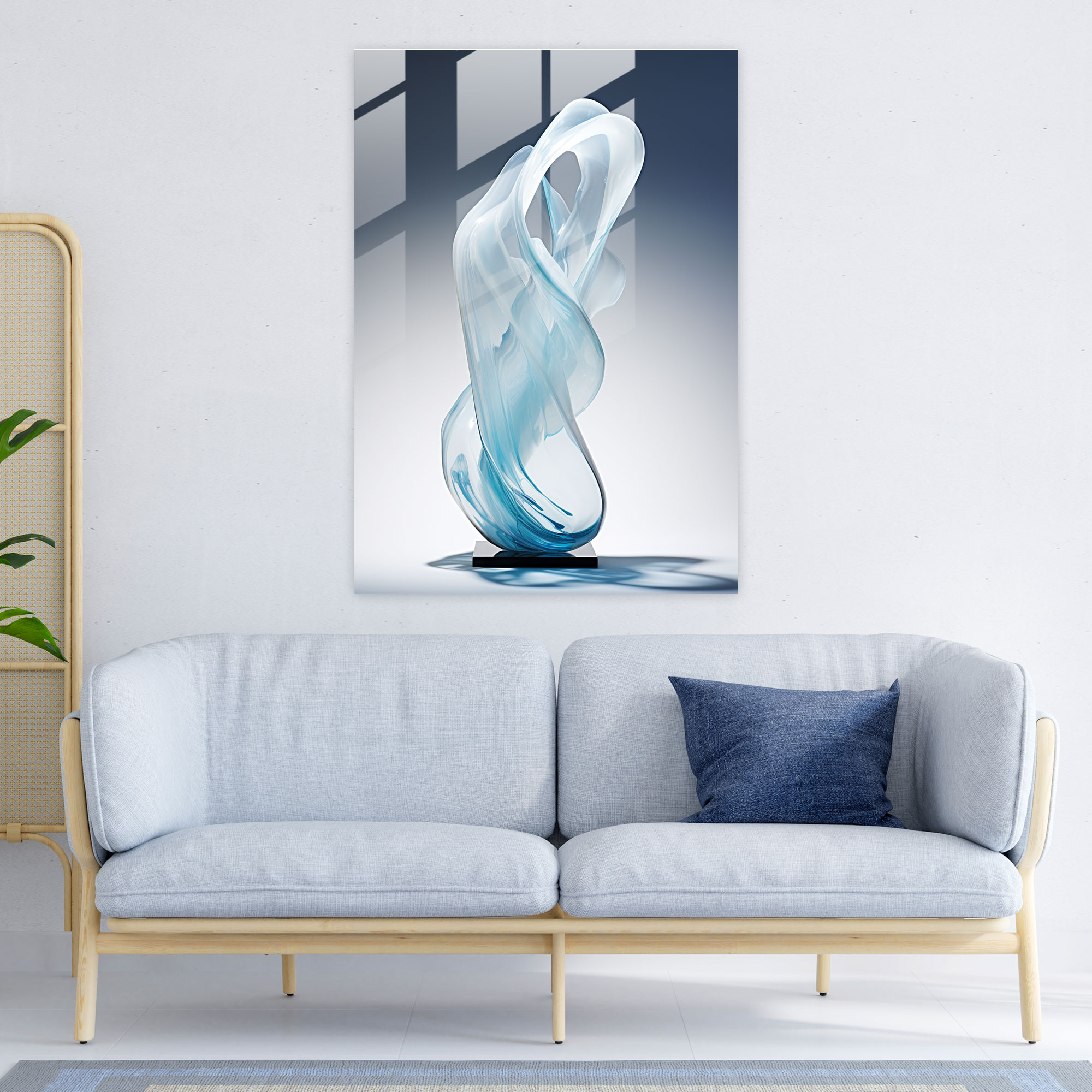 Realistic Glass Sculpture - Translucent Waves Glass Print - Realistic Glass Sculpture, Modern Art, Translucent Waves, Glass Wall Art