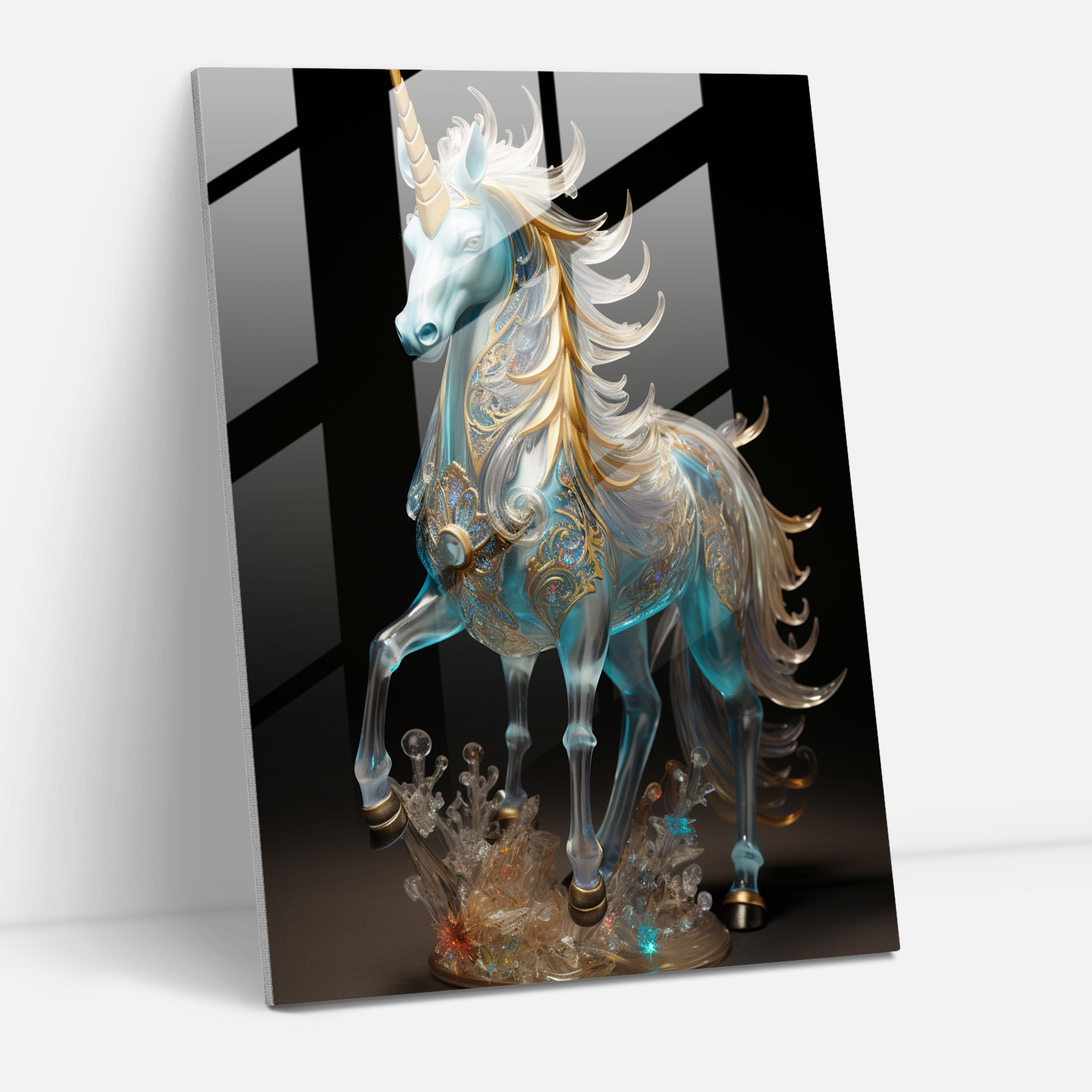 Realistic Glass Sculpture - Mystical Unicorn Glass Wall Art - Realistic Glass Sculpture, Mystical Unicorn, Glass Wall Art, Wall Decoration