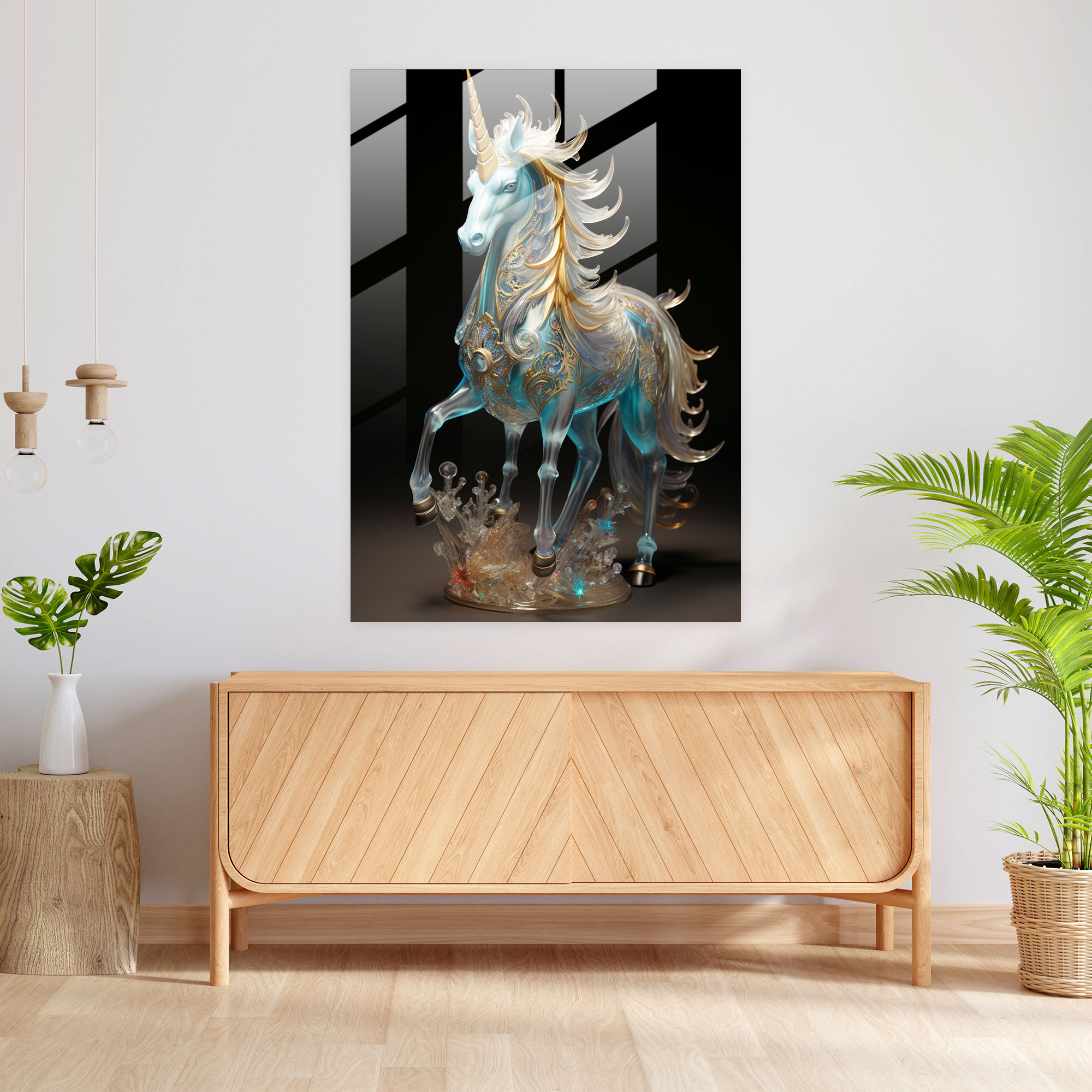 Realistic Glass Sculpture - Mystical Unicorn Glass Wall Art - Realistic Glass Sculpture, Mystical Unicorn, Glass Wall Art, Wall Decoration