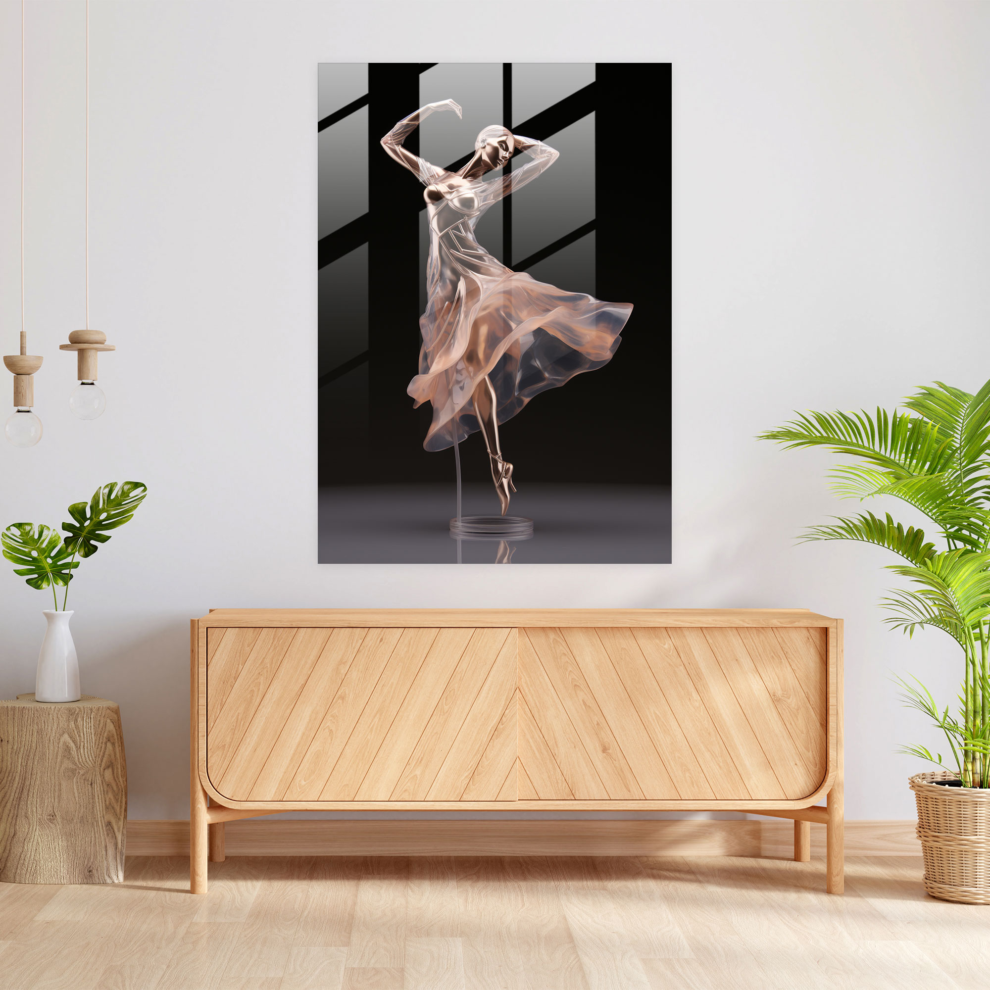 Realistic Glass Sculpture - Dance Of Elegance Glass Print - Realistic Glass Sculpture, Glass Wall Art, Dance Of Elegance, Home Decoration