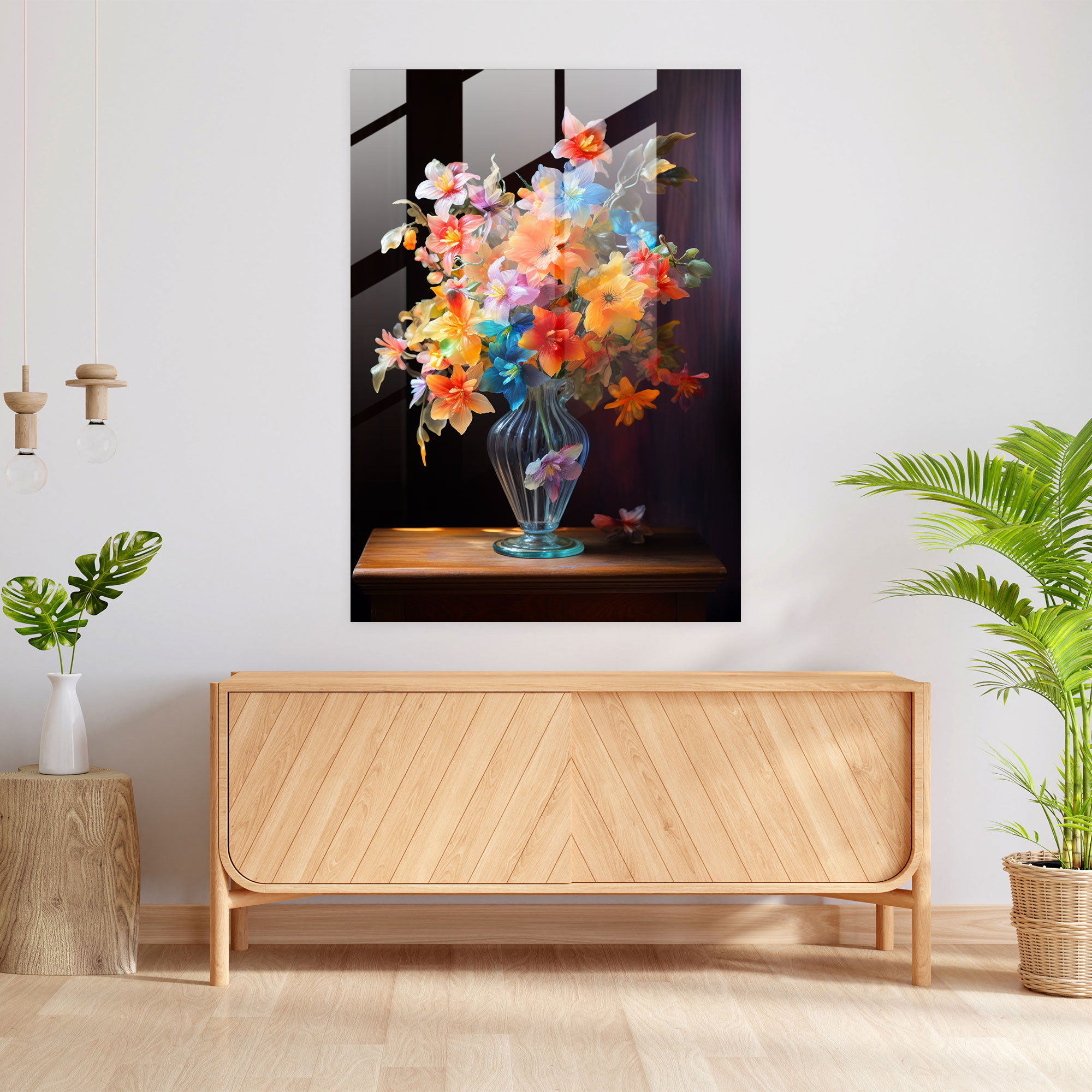Realistic Glass Sculpture - Vintage Bouquet Glass Wall Art - Realistic Glass Sculpture, Rustic Table, Home Decoration, Realistic Glass Sculpture
