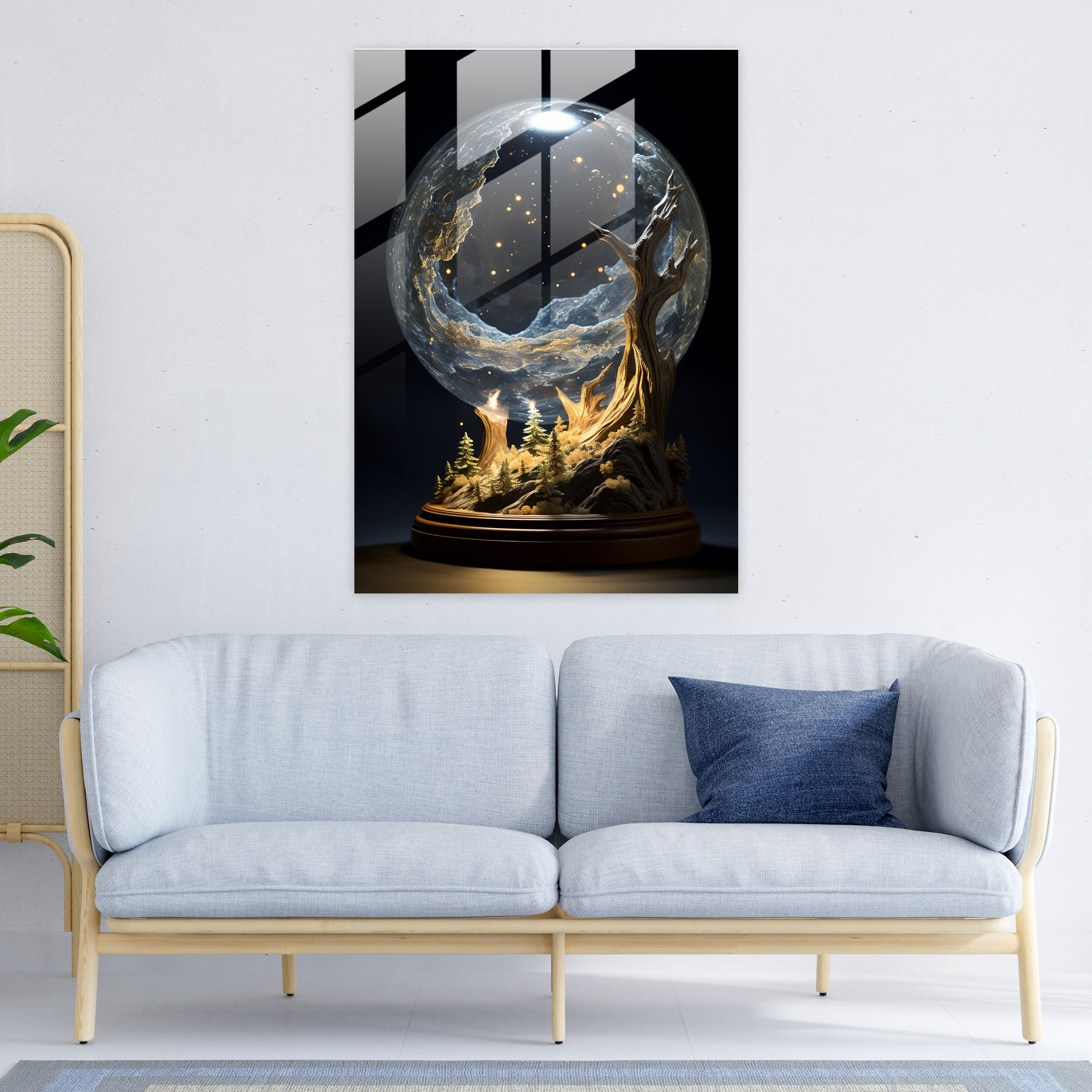 Realistic Glass Sculpture - Moonlit Night Glass Print - Realistic Glass Sculpture, Wall Decoration, Glass Wall Art, Modern Art