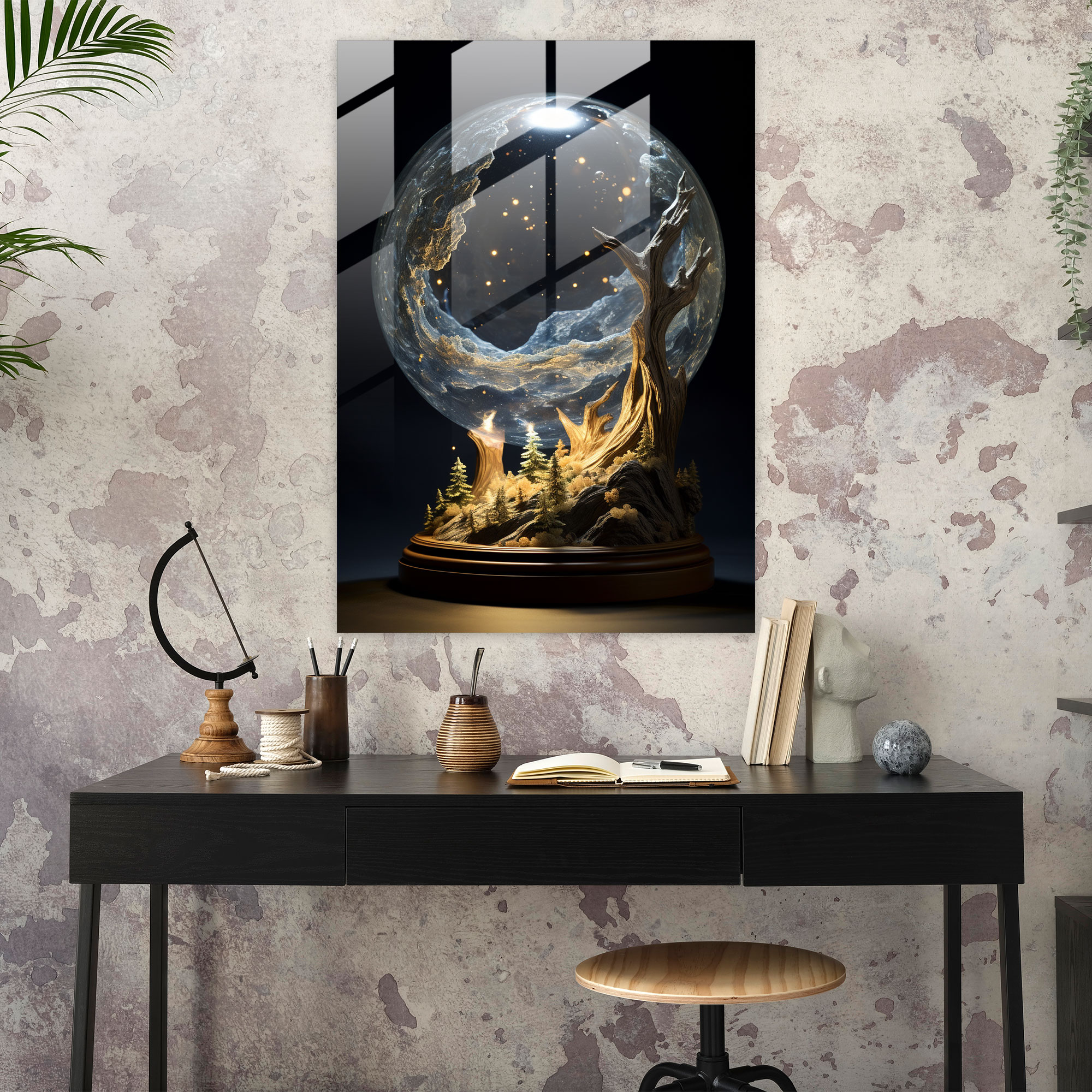 Realistic Glass Sculpture - Moonlit Night Glass Print - Realistic Glass Sculpture, Wall Decoration, Glass Wall Art, Modern Art