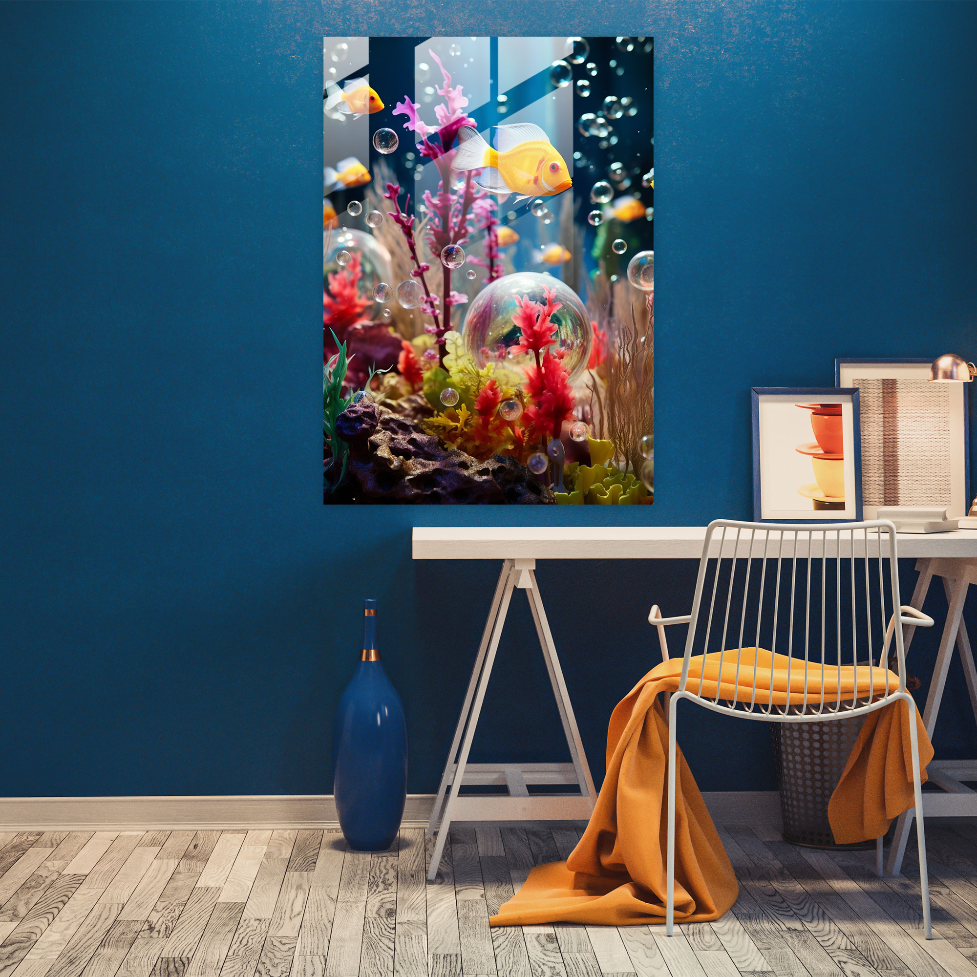 Realistic Glass Sculpture - Underwater Glass Print - Realistic Glass Sculpture, Glass Art, Glass Wall Art, Modern Art