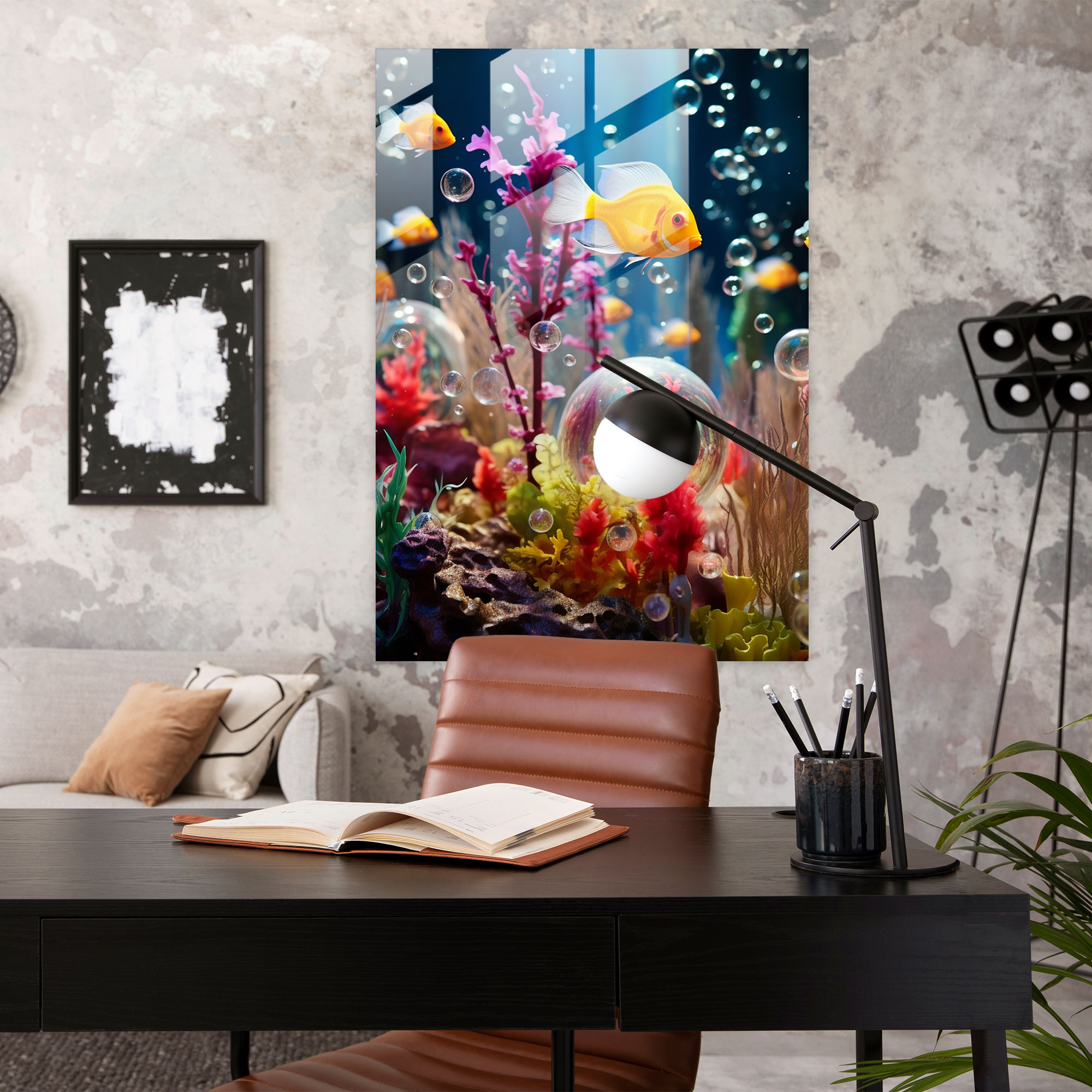 Realistic Glass Sculpture - Underwater Glass Print - Realistic Glass Sculpture, Glass Art, Glass Wall Art, Modern Art