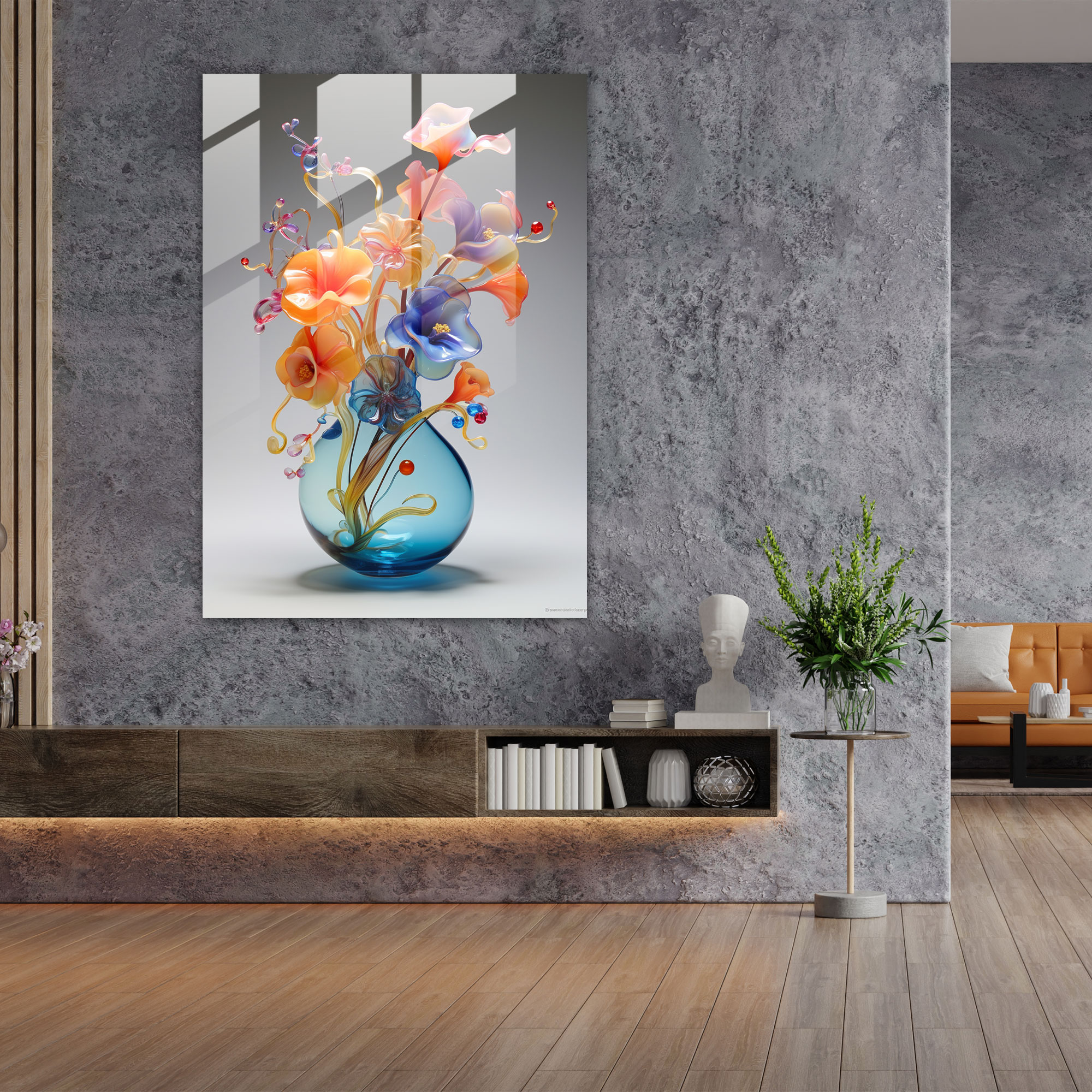 Realistic Glass Sculpture - Flower Glass Wall Art - Realistic Glass Sculpture, Glass Wall Art, Realistic Glass Sculpture, Modern Art