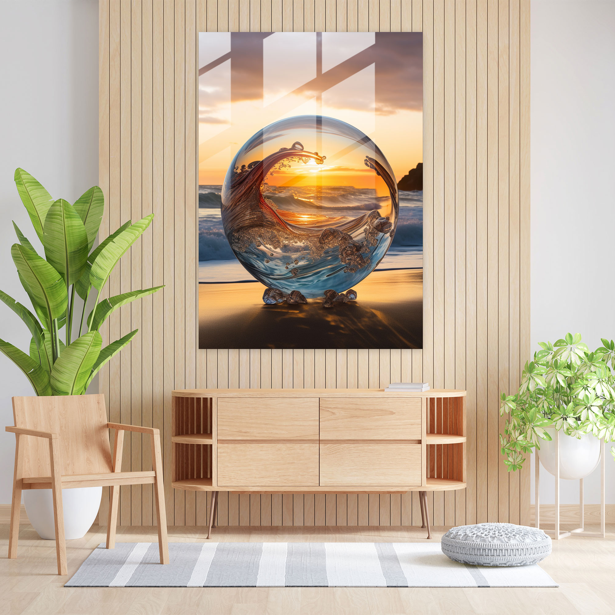 Realistic Glass Sculpture - Sunrise Glass Print - Realistic Glass Sculpture, Tranquility, Warmth, Modern Art