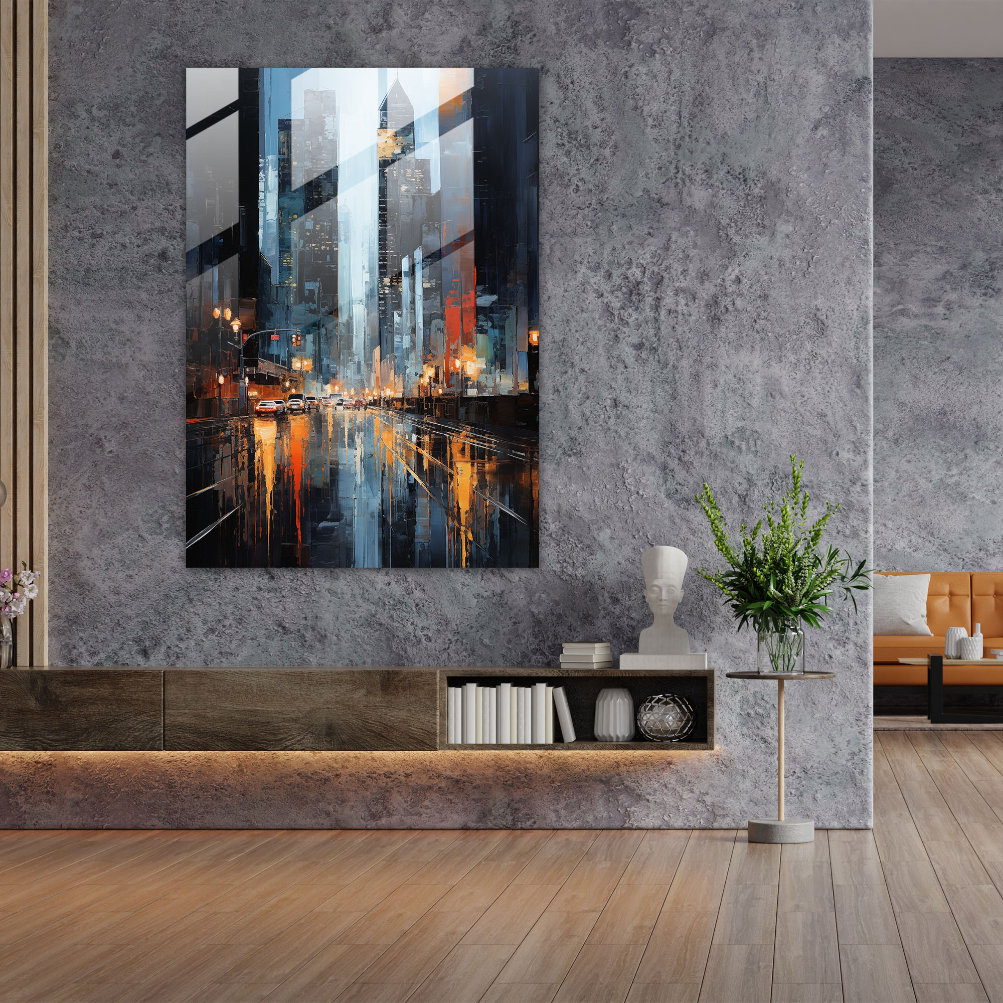 Realistic Glass Sculpture - Urban Glass Print - Realistic Glass Sculpture, Realistic Glass Sculpture, Glass Print, Urban Cityscape