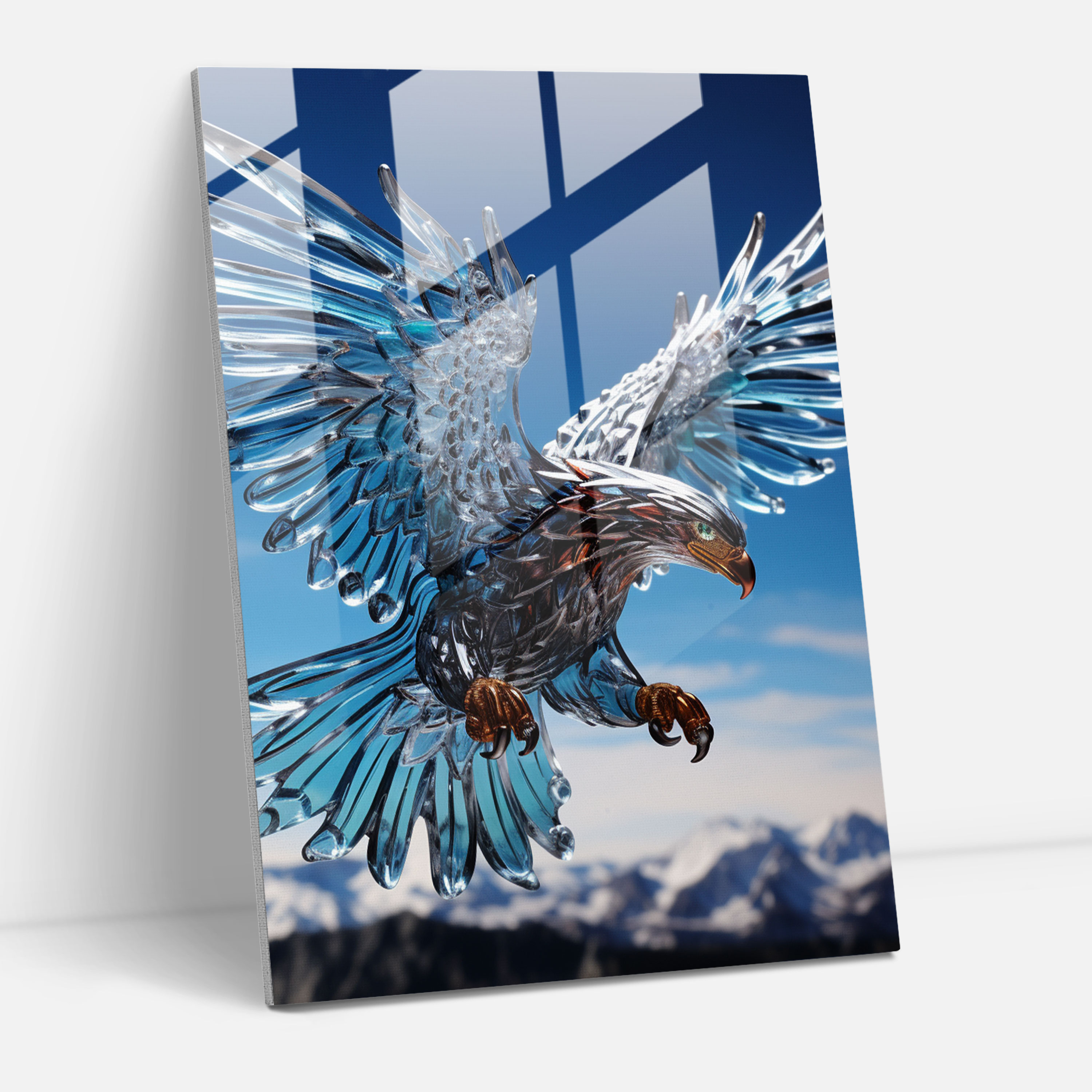 Realistic Glass Sculpture - Eagle Glass Wall Art - Realistic Glass Sculpture, Realistic Glass Sculpture, Freedom, Intricate Glasswork