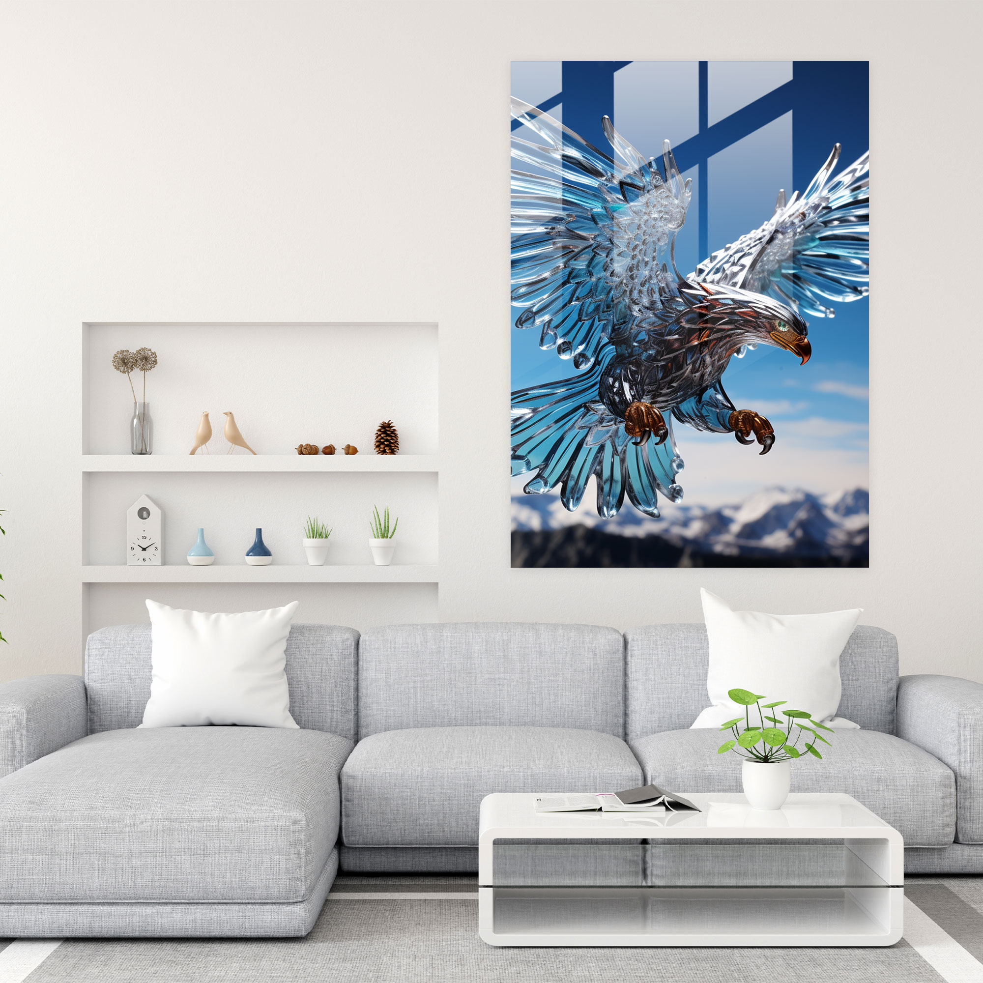 Realistic Glass Sculpture - Eagle Glass Wall Art - Realistic Glass Sculpture, Realistic Glass Sculpture, Freedom, Intricate Glasswork