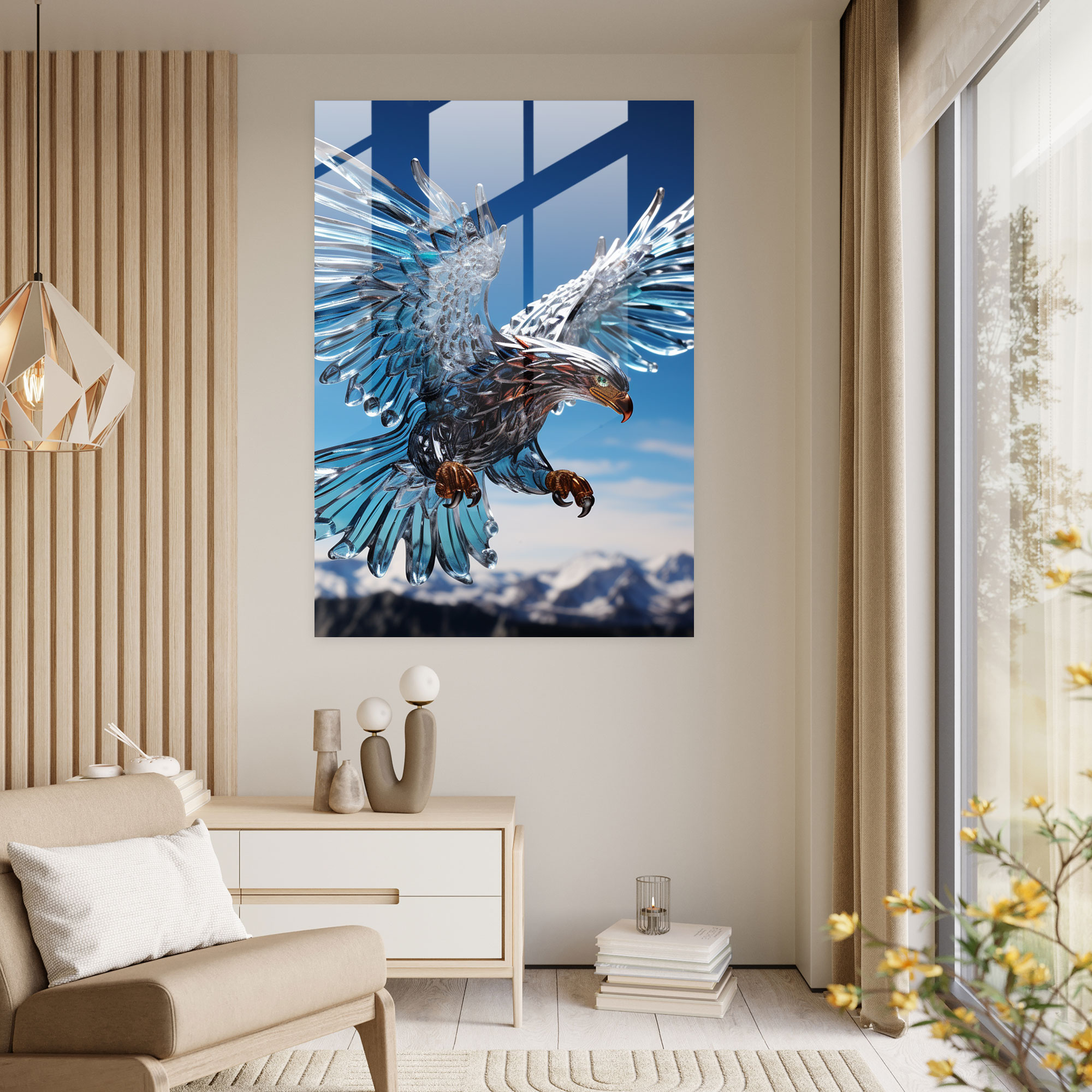 Realistic Glass Sculpture - Eagle Glass Wall Art - Realistic Glass Sculpture, Realistic Glass Sculpture, Freedom, Intricate Glasswork