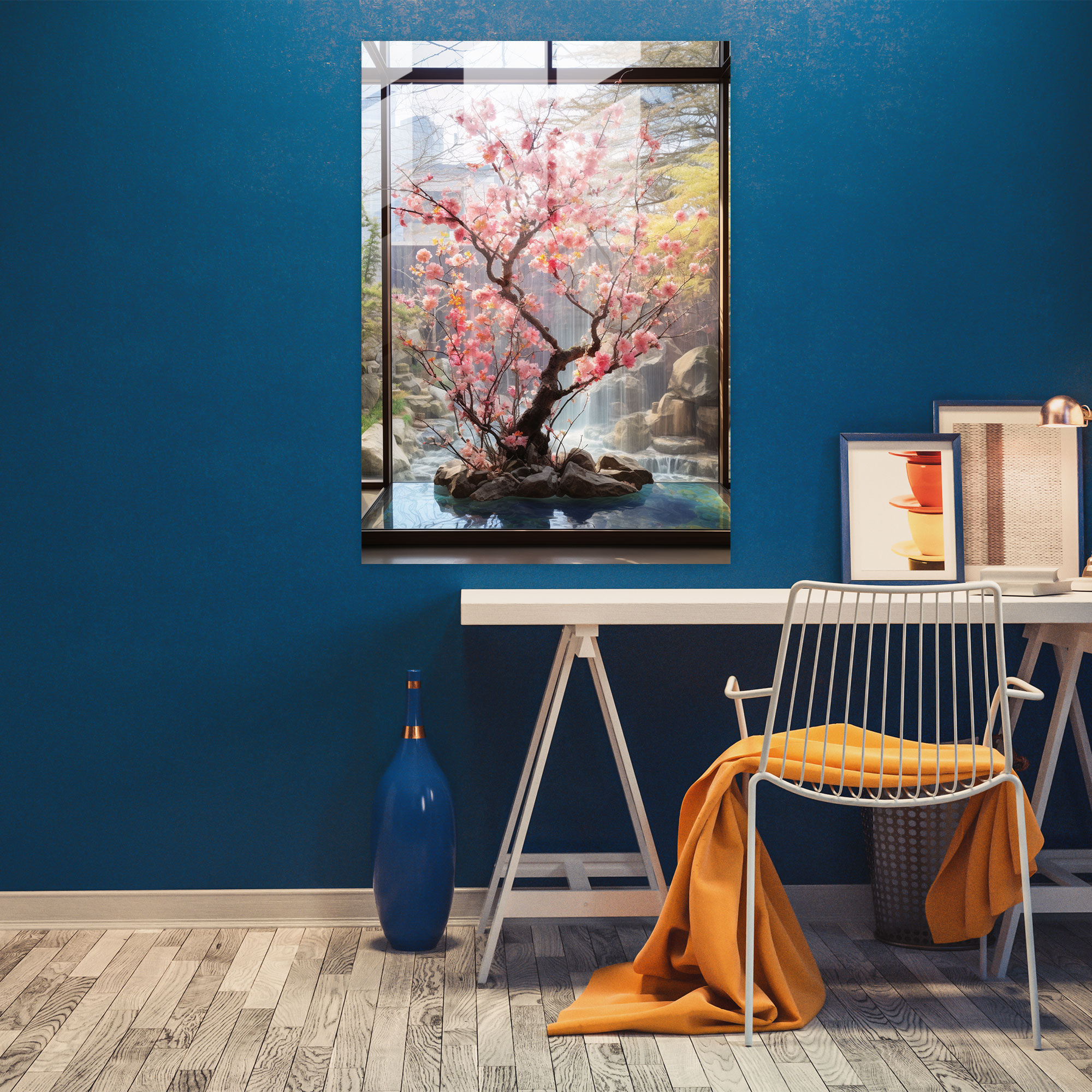 Realistic Glass Sculpture - Cherry Blossom Glass Print - Realistic Glass Sculpture, Home Decoration, Cherry Blossom Tree, Glass Print
