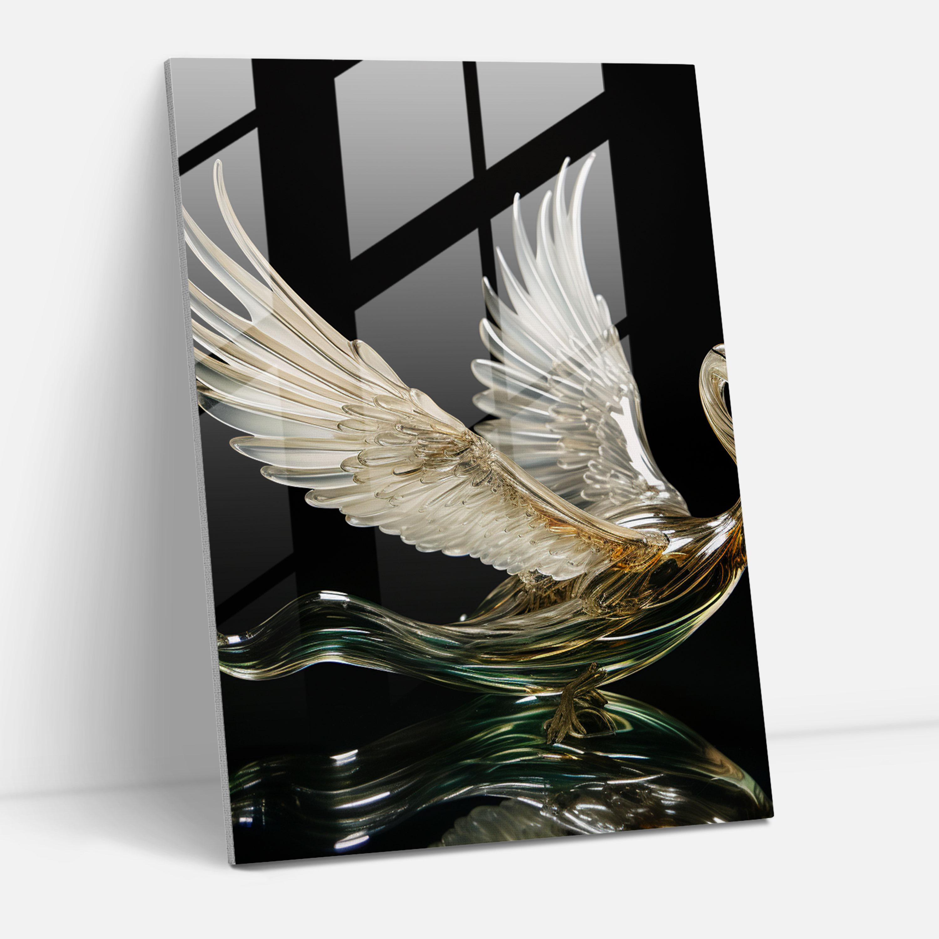 Realistic Glass Sculpture - Swan Glass Wall Art - Realistic Glass Sculpture, Glass Wall Art, Home Decoration, Expertly Sculpted Glass