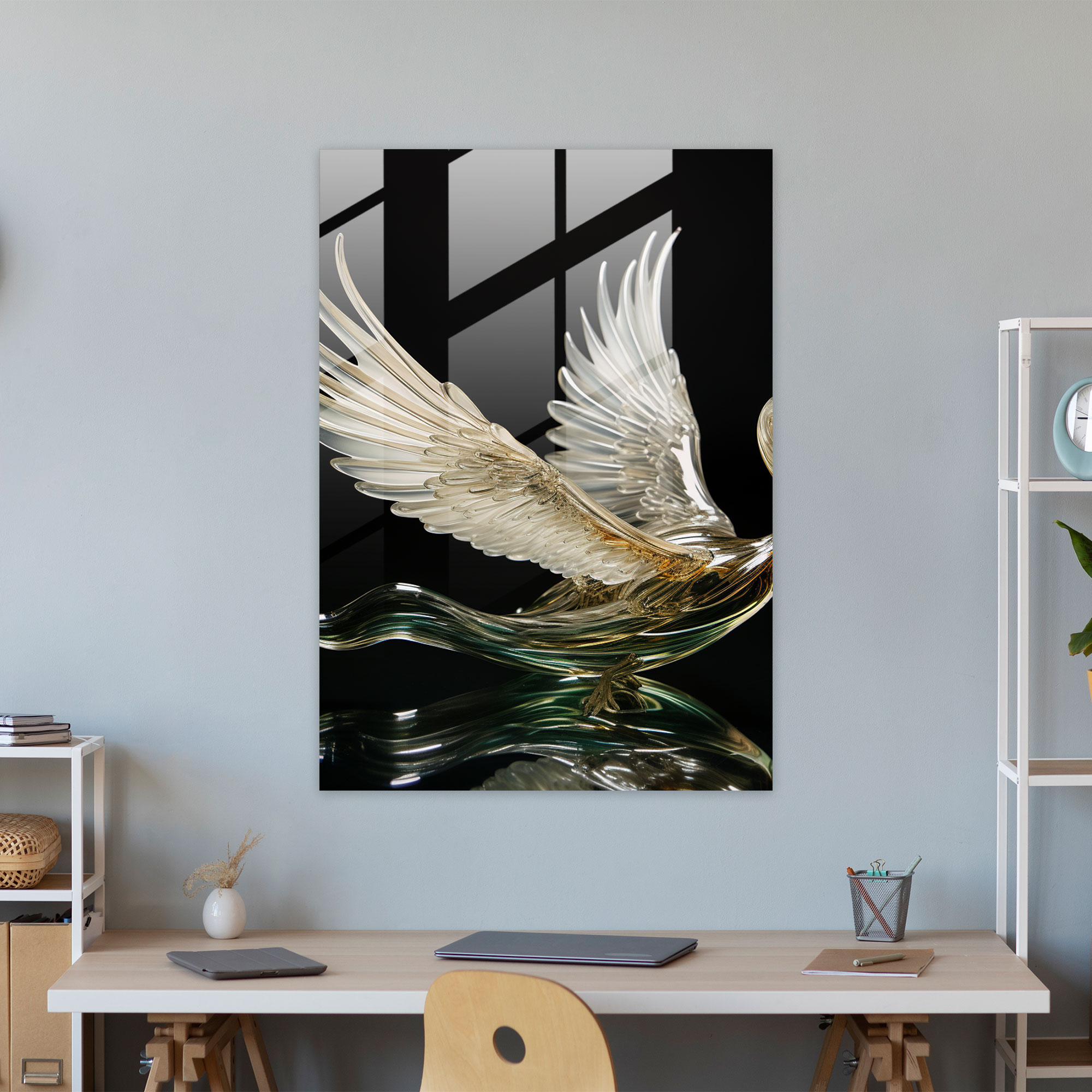 Realistic Glass Sculpture - Swan Glass Wall Art - Realistic Glass Sculpture, Glass Wall Art, Home Decoration, Expertly Sculpted Glass