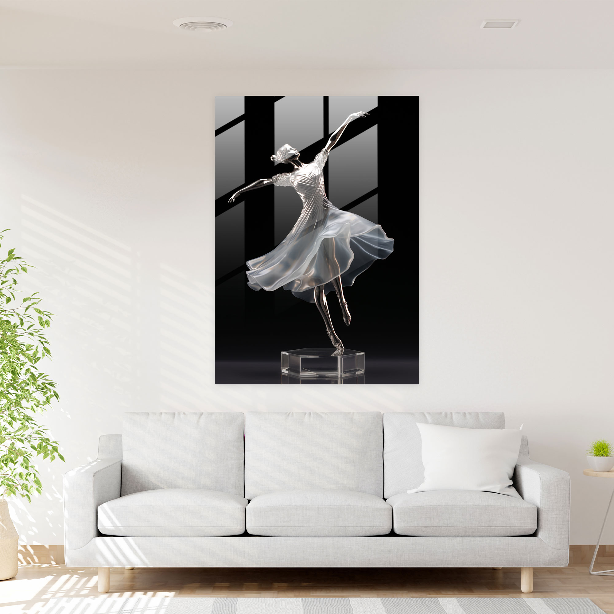 Realistic Glass Sculpture: Ballet Ballerina Glass Print - Realistic Glass Sculpture, Wall Decoration, Ballerina, Realistic Glass Sculpture