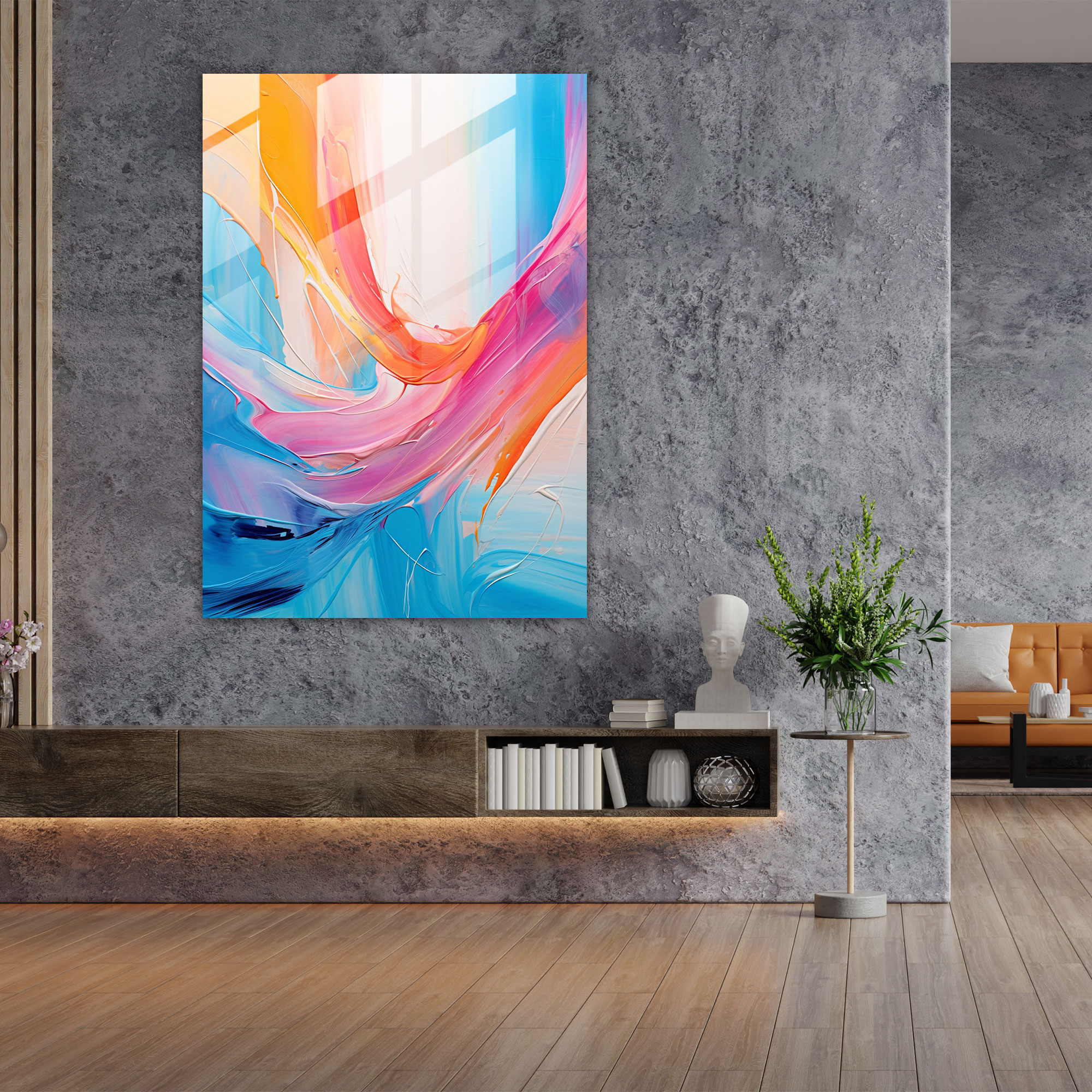 Glass Art Print - Abstract Colorful Splash - Realistic Glass Sculpture, Glass Print, Modern Art, Abstract