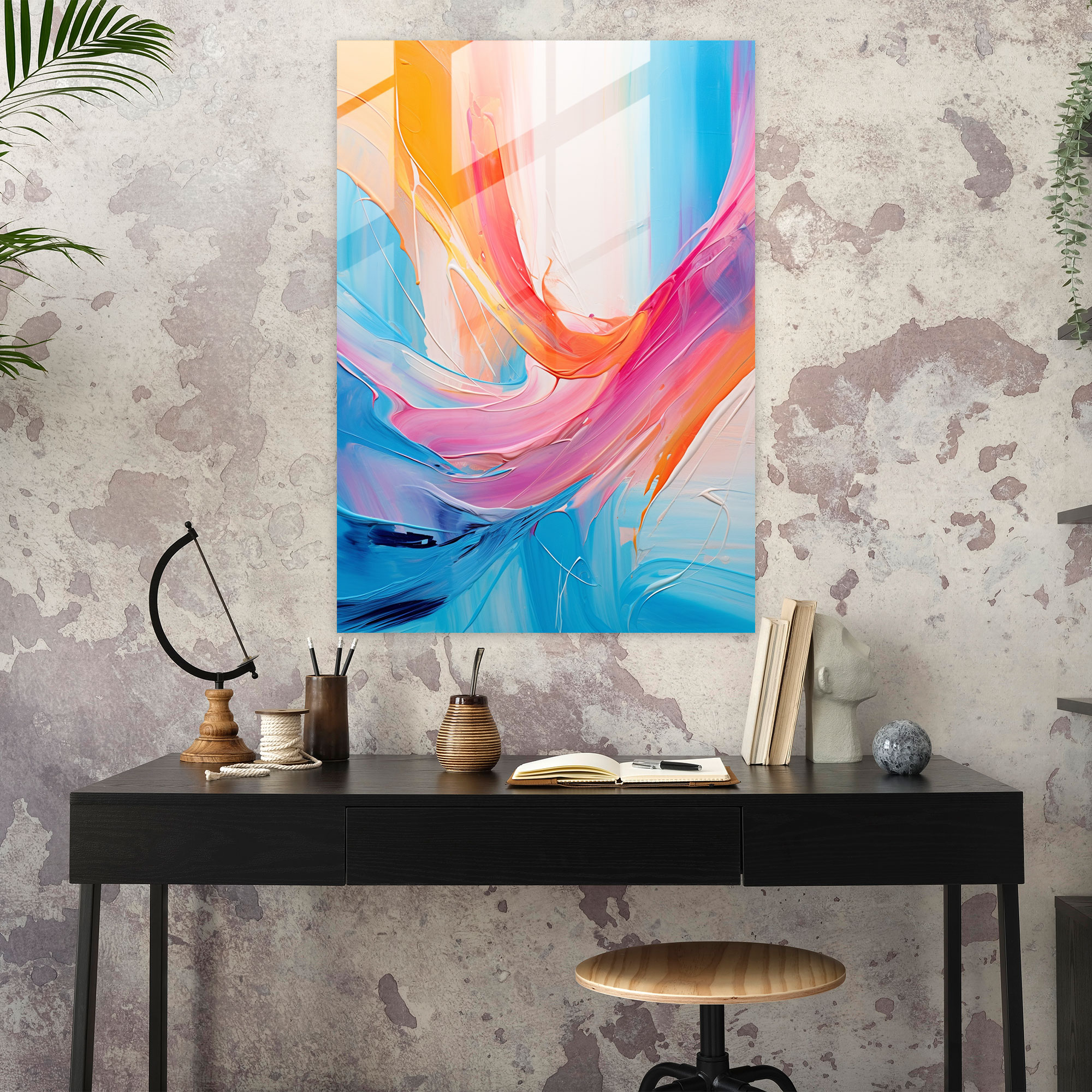 Glass Art Print - Abstract Colorful Splash - Realistic Glass Sculpture, Glass Print, Modern Art, Abstract