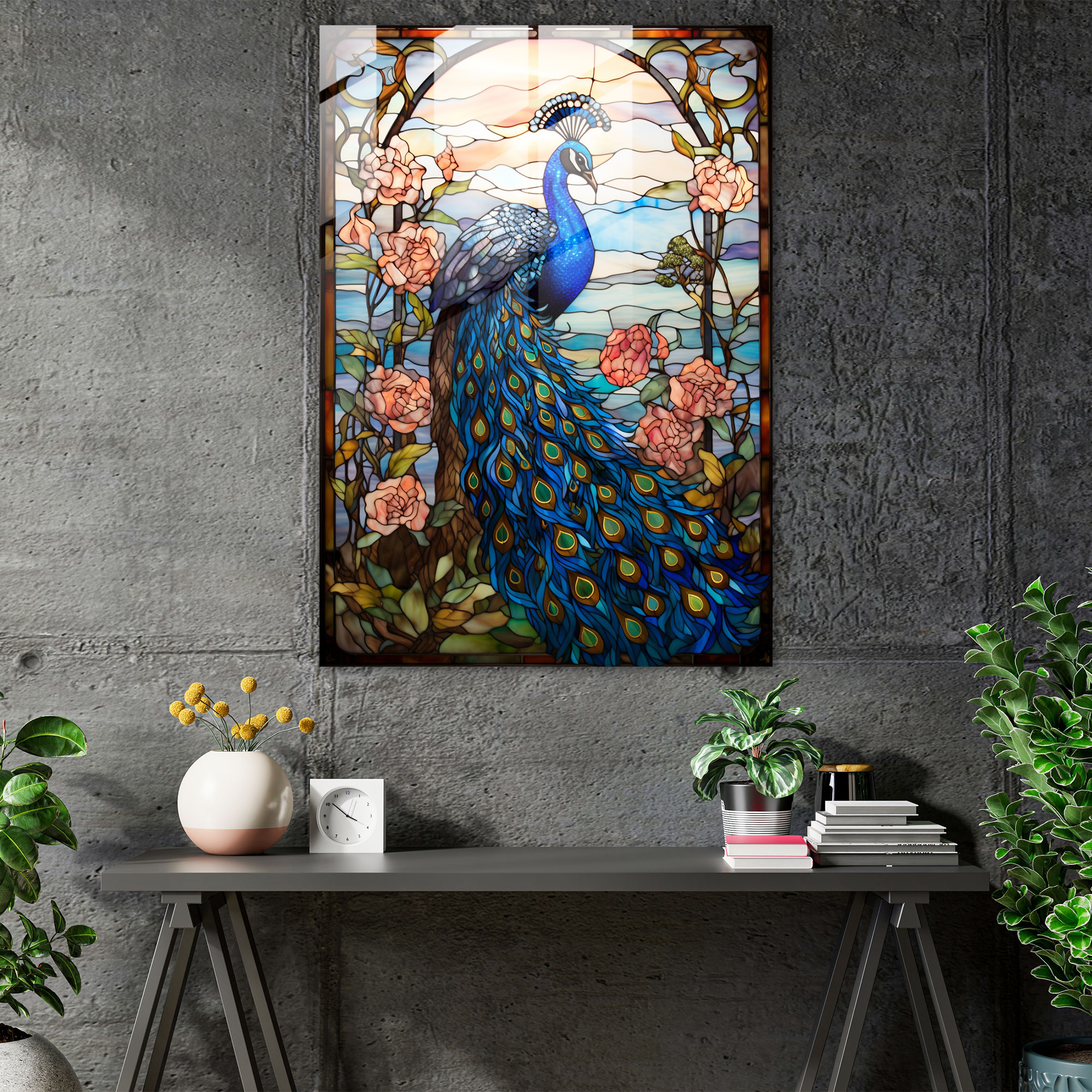 Stained Glass Wall Art - Exquisite Peacock Design - Realistic Glass Sculpture, Stained Glass, Modern Art, Glass Art