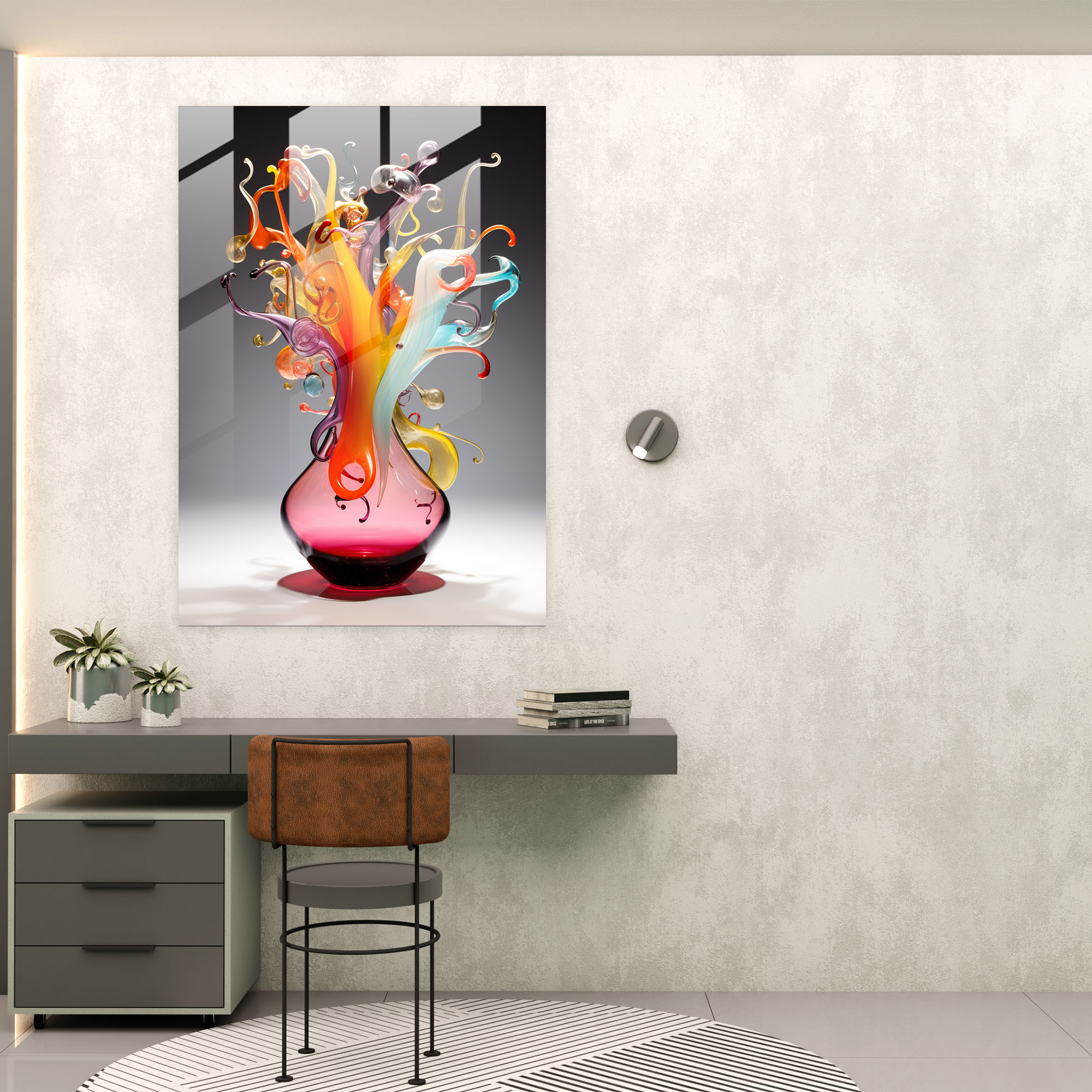 Hand-Blown Glass Art - Vibrant Fusion - Realistic Glass Sculpture, Striking, Hand-Blown Glass, Vibrant