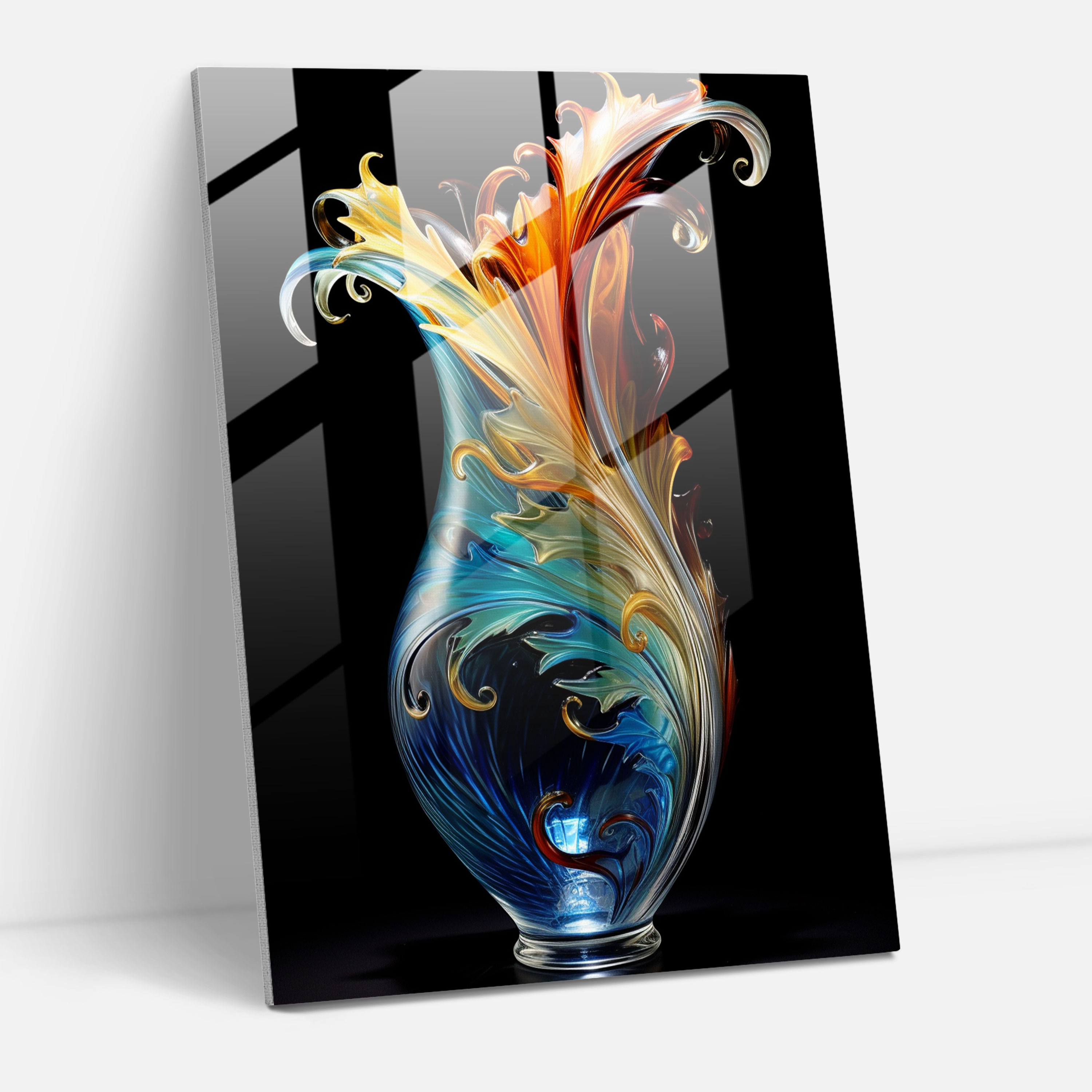 Glass Art: Hand-Blown Floral Glass Vase - Realistic Glass Sculpture, Hand-Blown Glass Vase, Wall Decoration, Glass Art