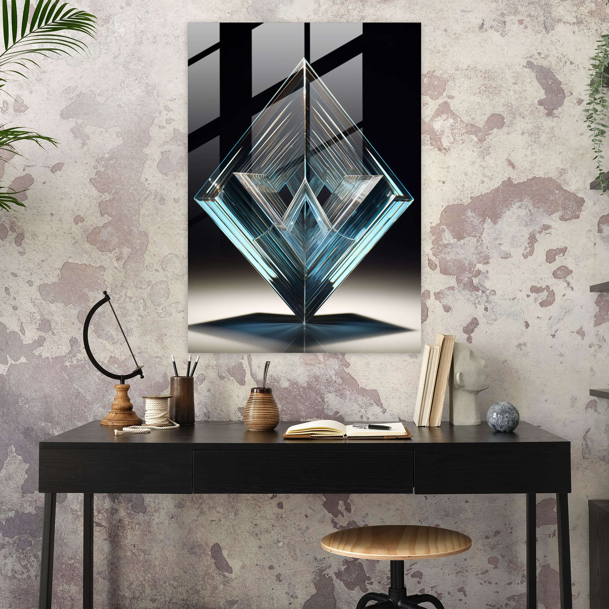 Glass Art: Geometric Glass Sculpture - Realistic Glass Sculpture, Modern Art, Home Decoration, Glass Art