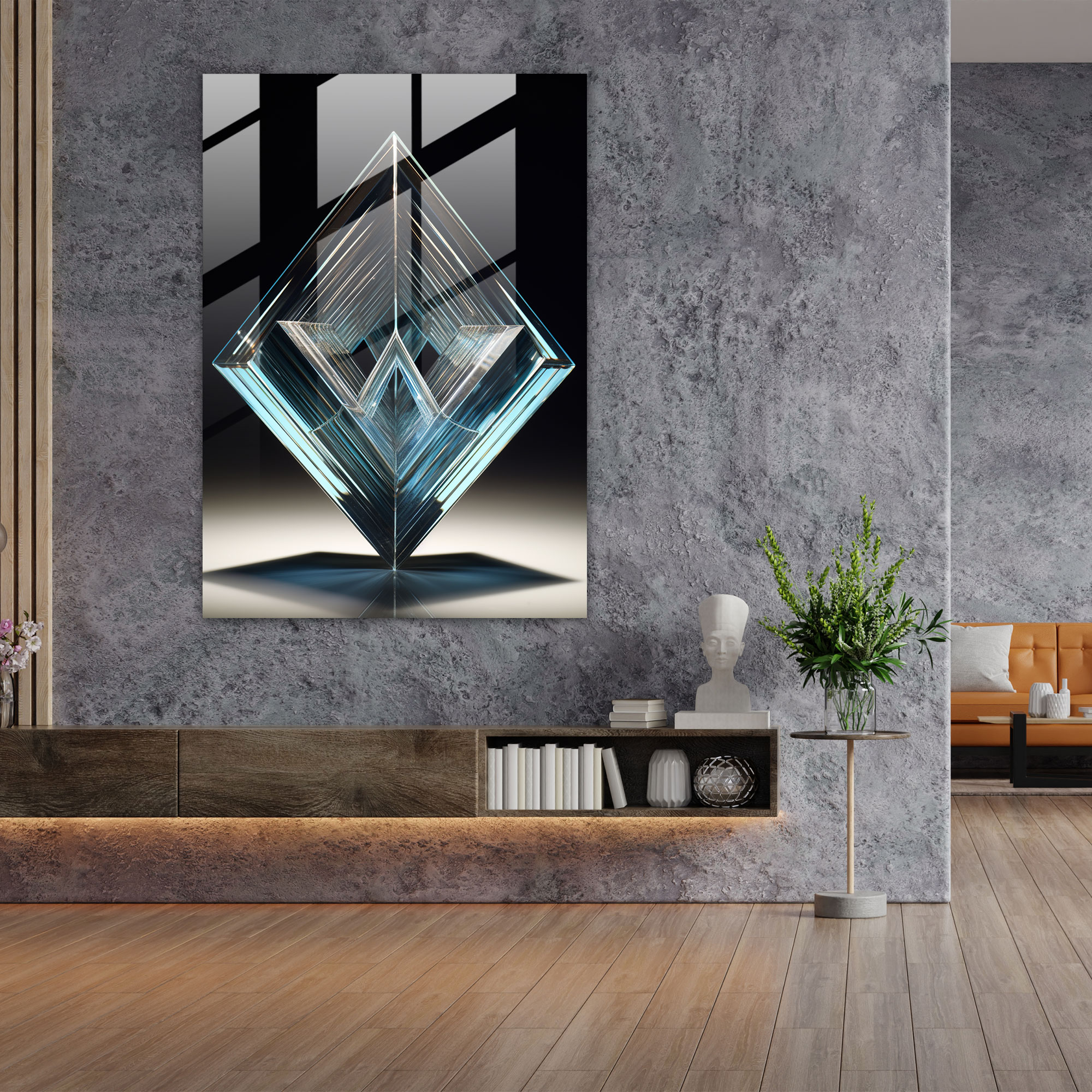 Glass Art: Geometric Glass Sculpture - Realistic Glass Sculpture, Modern Art, Home Decoration, Glass Art