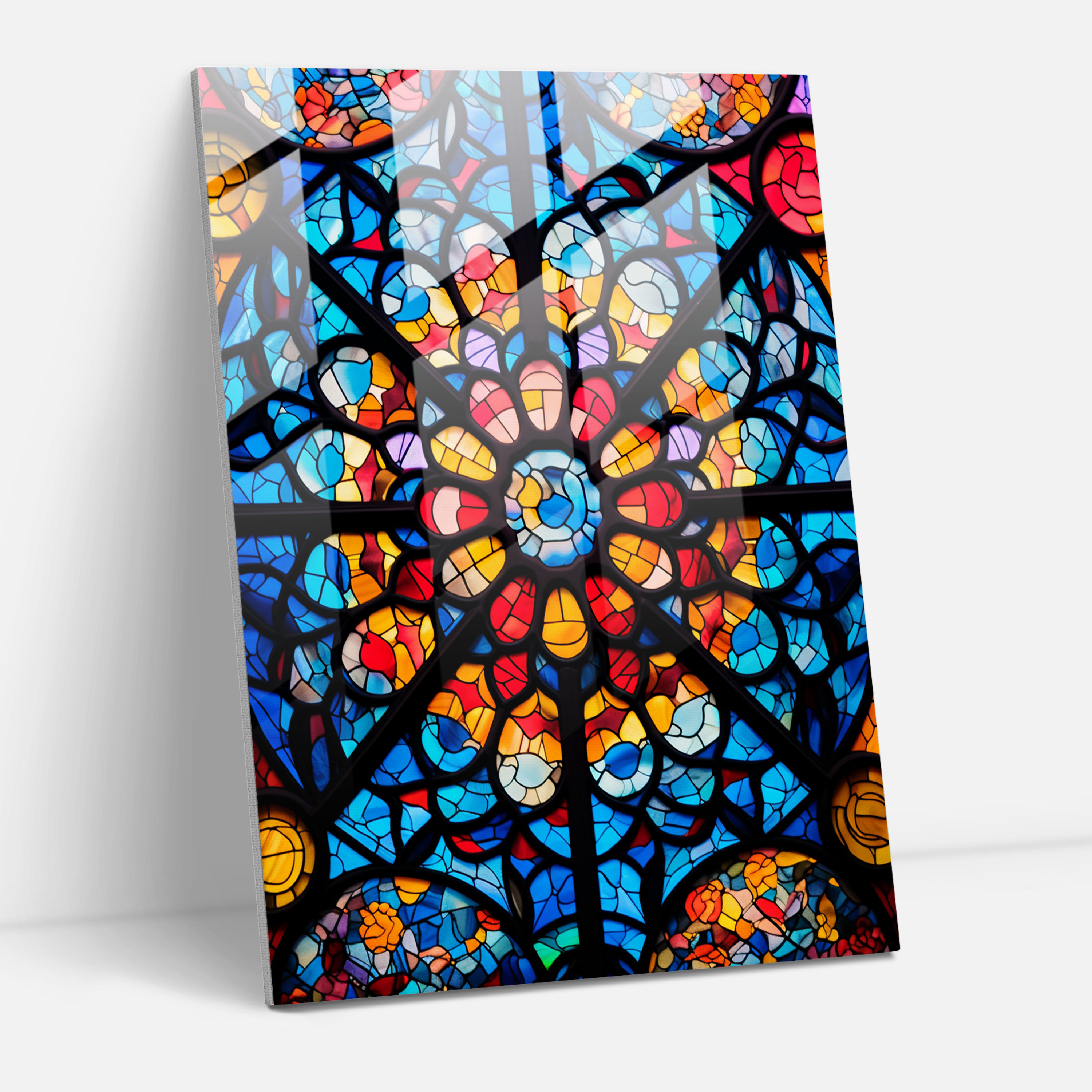 Glass Print: Stained Glass Window - Realistic Glass Sculpture, Wall Decoration, Vibrant Colors, Home Decoration