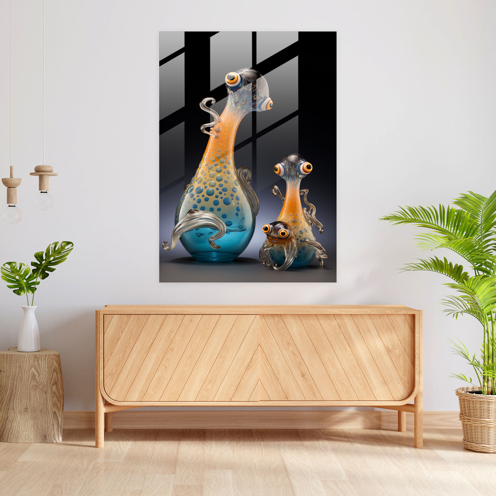 Glass Art: Whimsical Glass Figurines - Realistic Glass Sculpture, Glass Print, Creative Artistry, Home Decoration