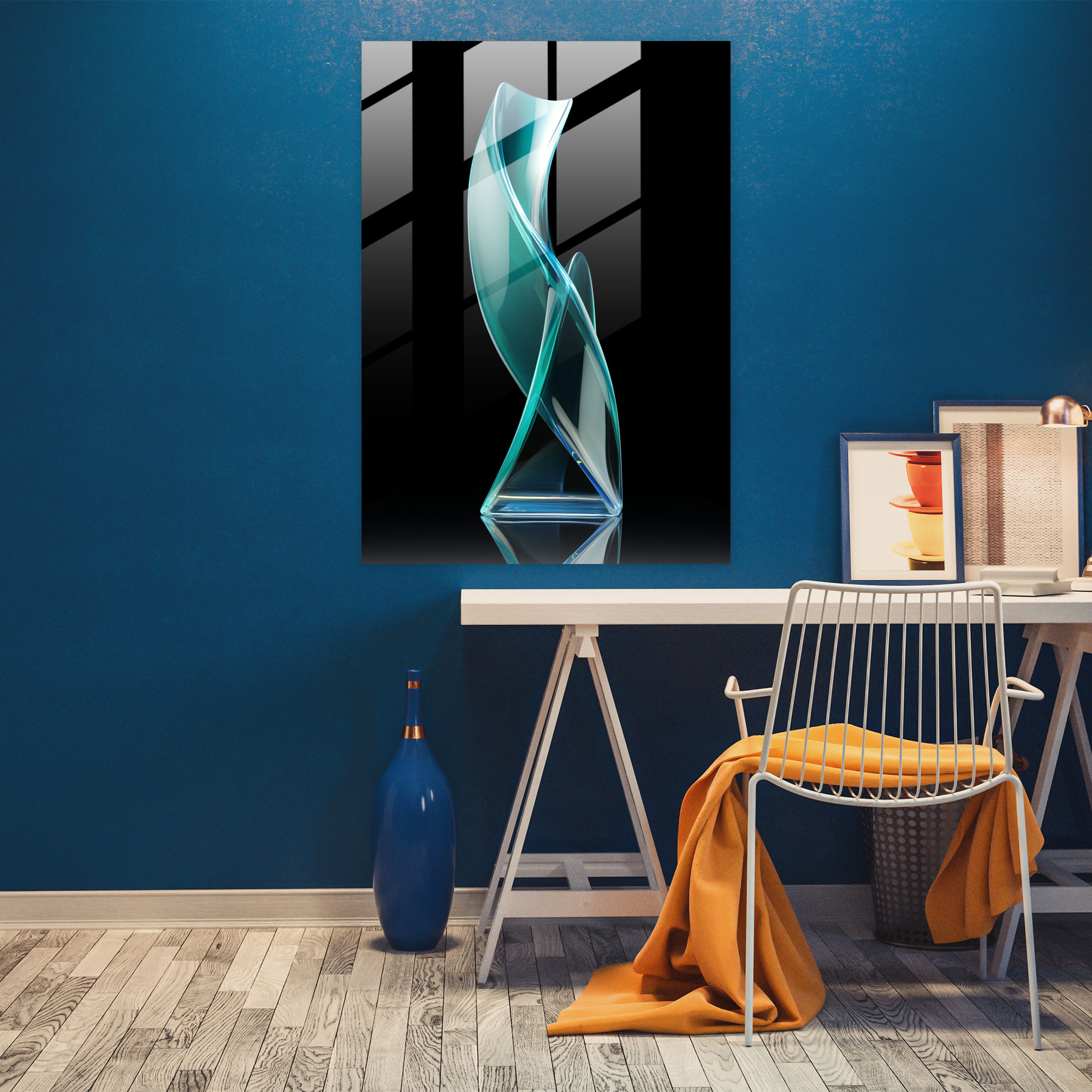Glass Art: Modern Abstract Sculpture - Realistic Glass Sculpture, Glass Print, Glass Art, Home Decoration