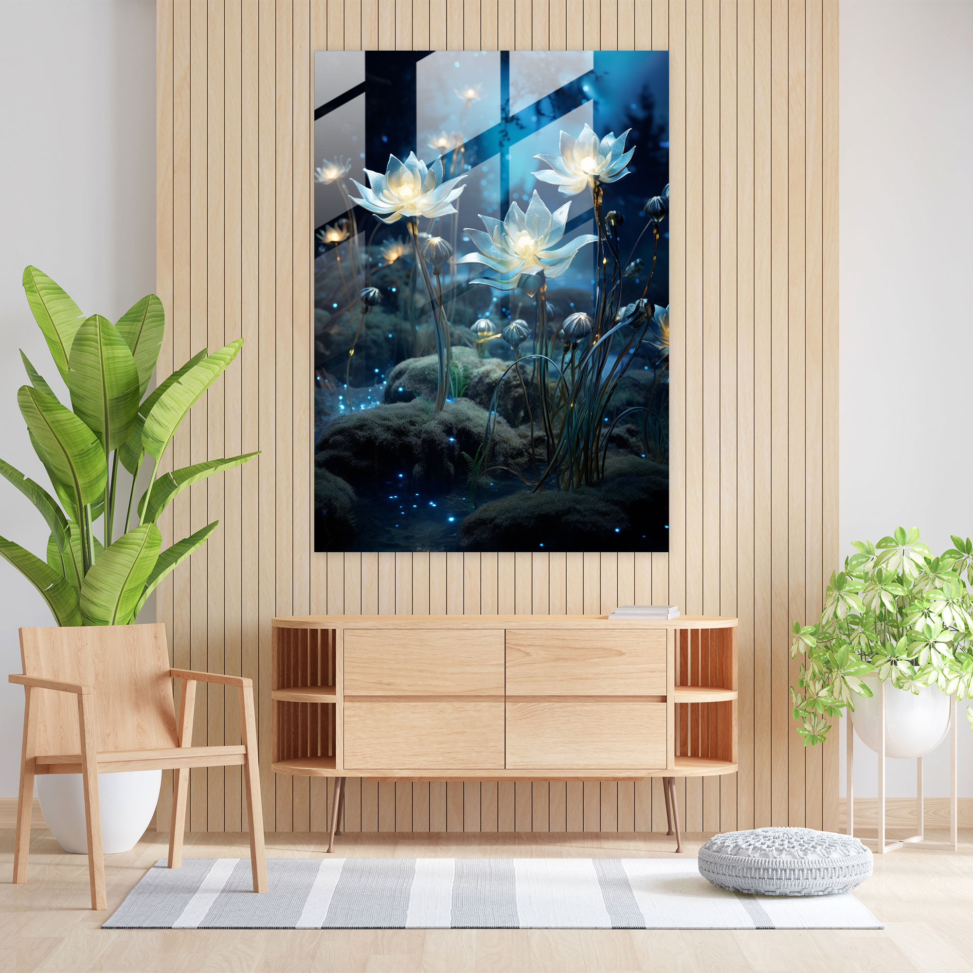 Glass Art Print - Delicate Glass Flowers Wall Decoration - Realistic Glass Sculpture, Flowers, Glass Print, Modern Art