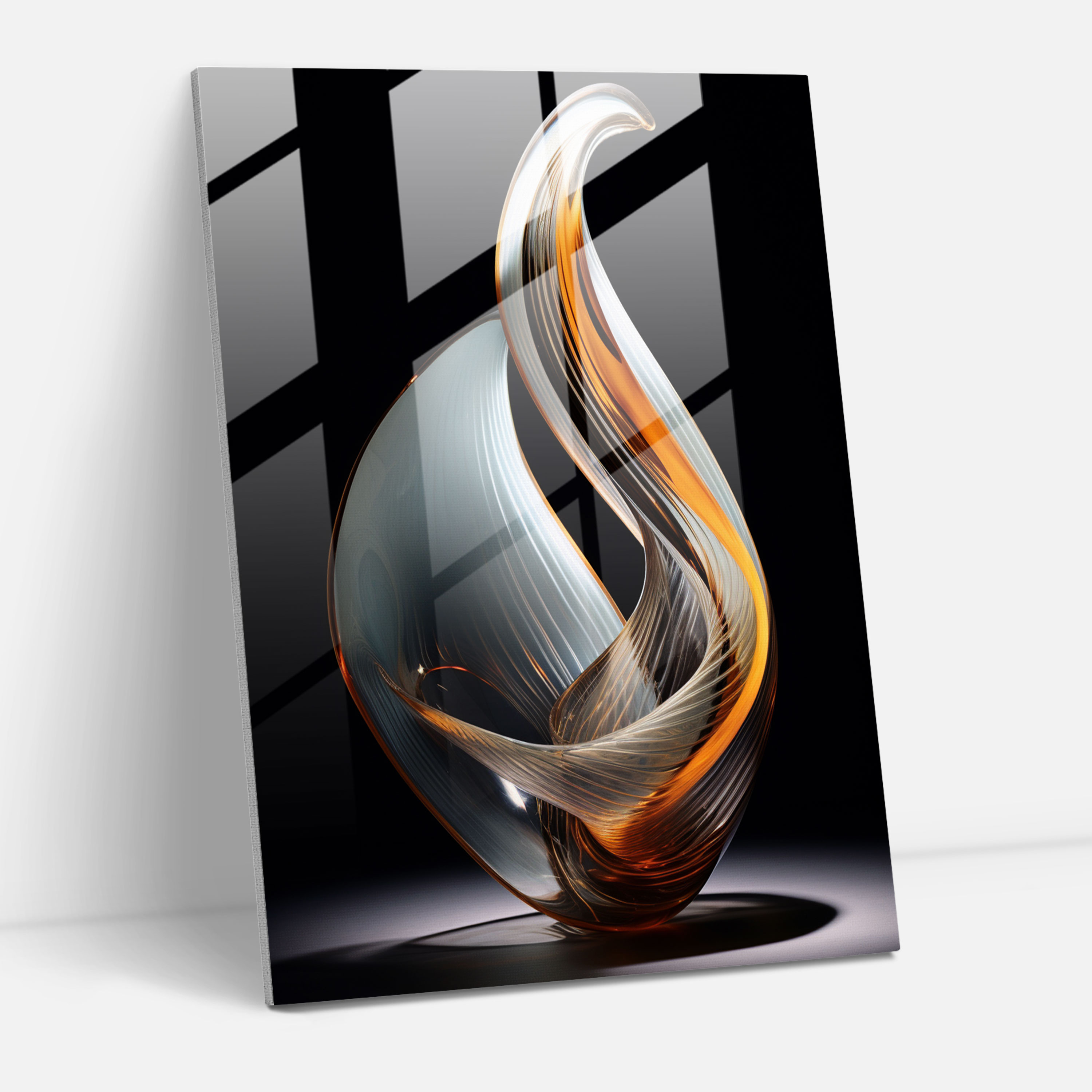 Glass Art Sculpture - Contemporary Curved Glass Home Decoration - Realistic Glass Sculpture, Light And Shadows, Wall Decoration, Sculpture