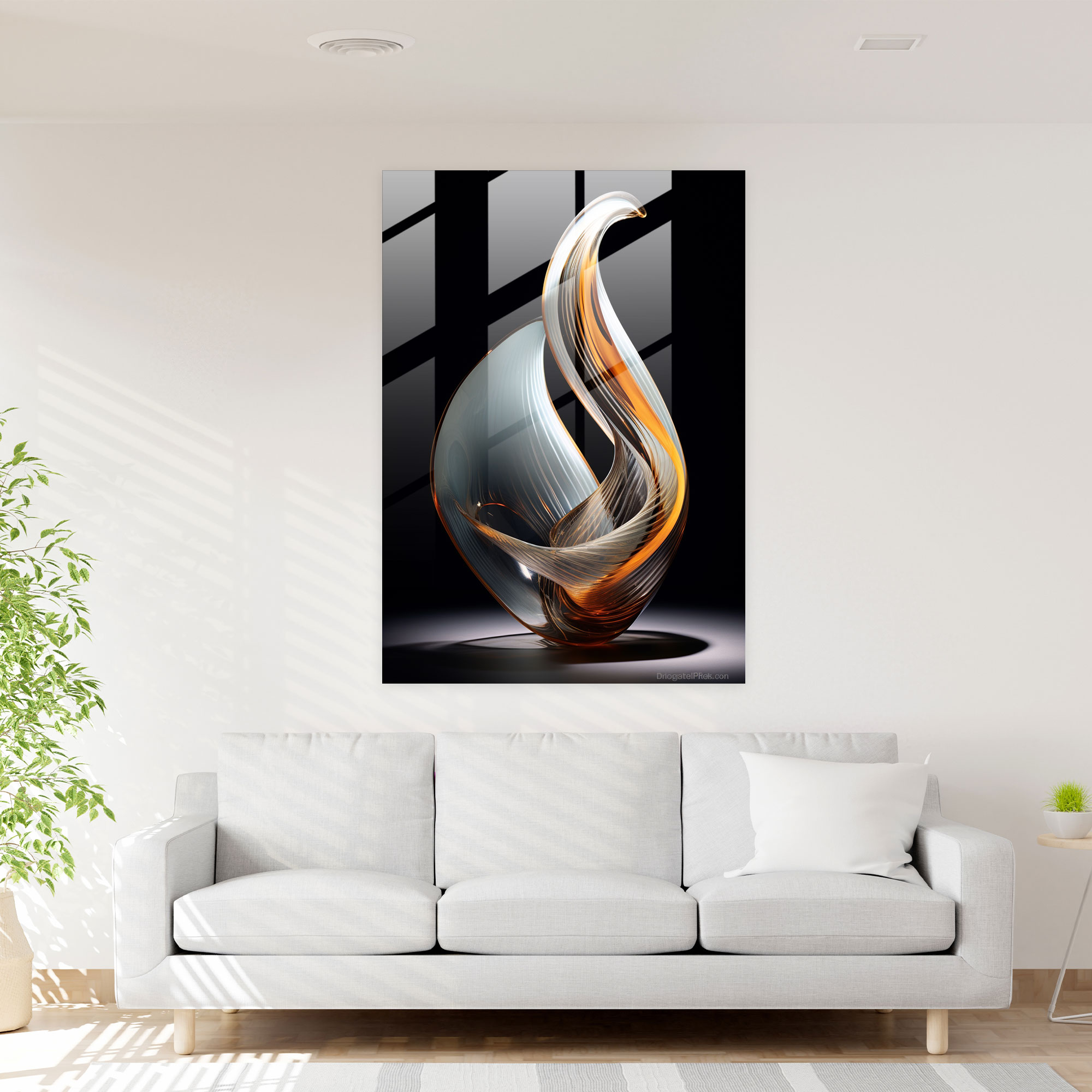 Glass Art Sculpture - Contemporary Curved Glass Home Decoration - Realistic Glass Sculpture, Light And Shadows, Wall Decoration, Sculpture