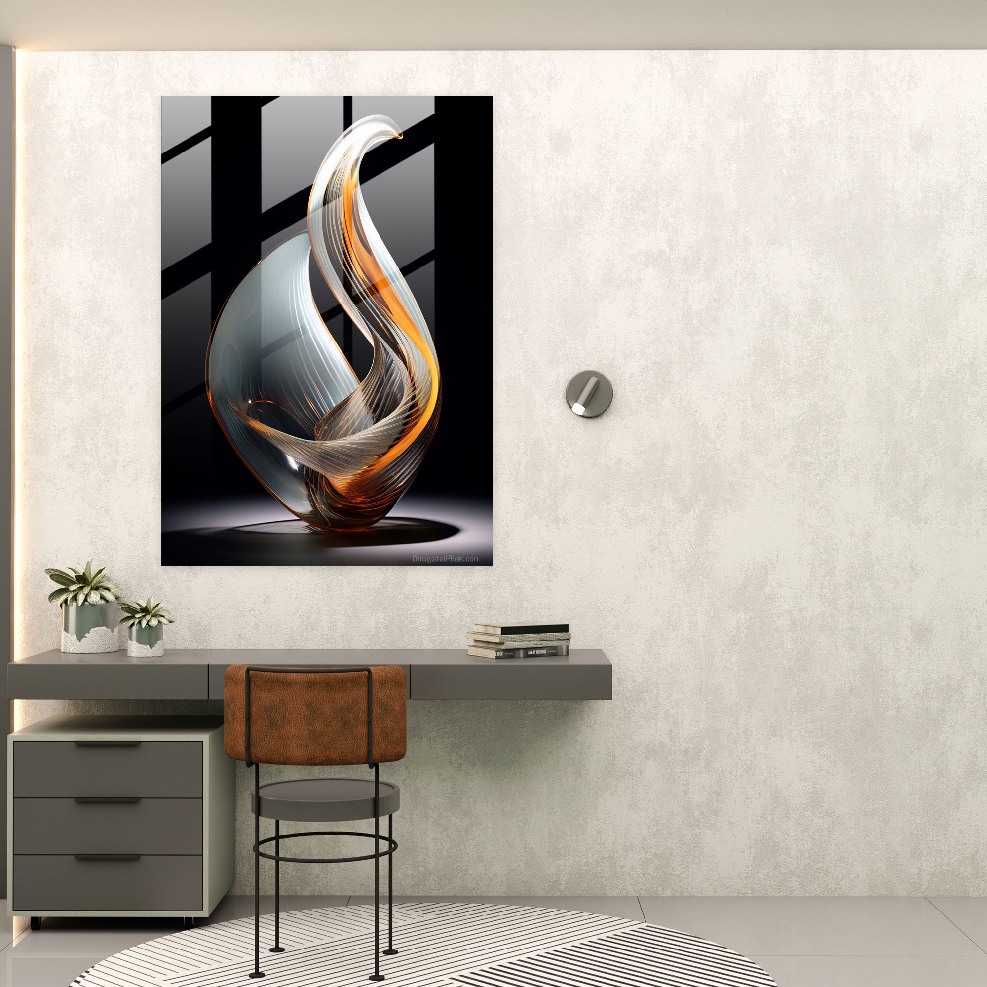 Glass Art Sculpture - Contemporary Curved Glass Home Decoration - Realistic Glass Sculpture, Light And Shadows, Wall Decoration, Sculpture