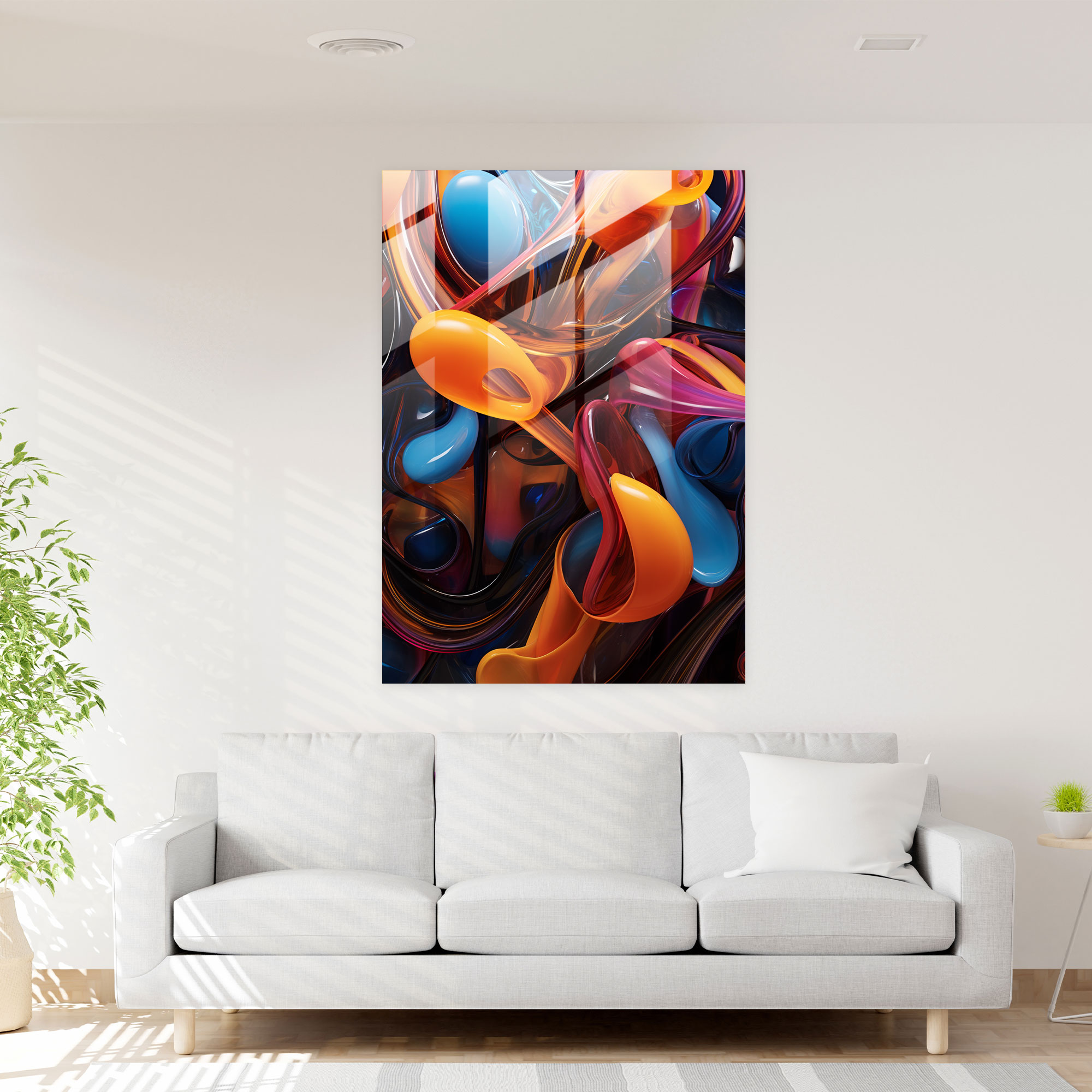 Glass Wall Art - Bold And Vibrant Abstract Patterns Decoration - Realistic Glass Sculpture, Glass Wall Art, Vibrant, Modern Art