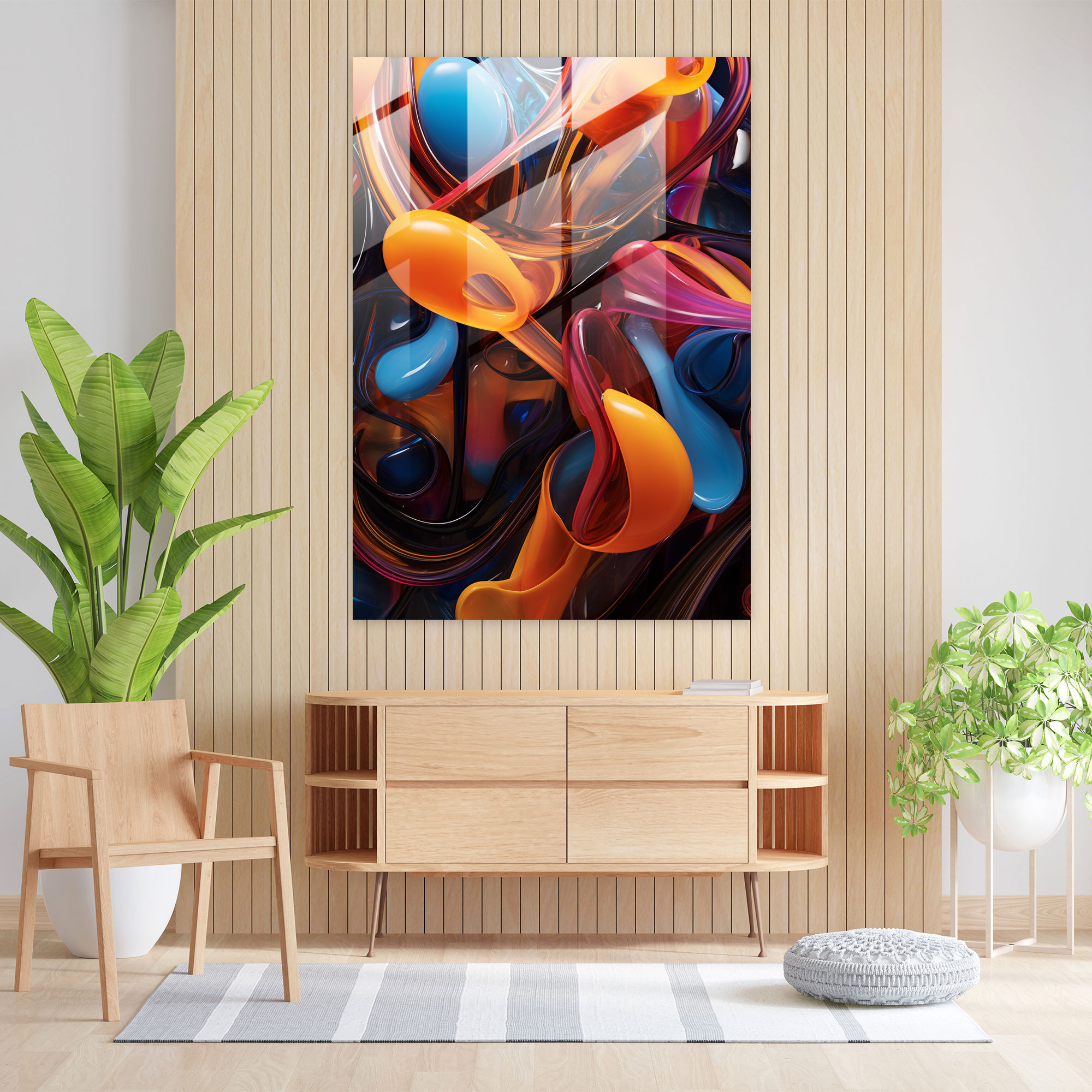 Glass Wall Art - Bold And Vibrant Abstract Patterns Decoration - Realistic Glass Sculpture, Glass Wall Art, Vibrant, Modern Art