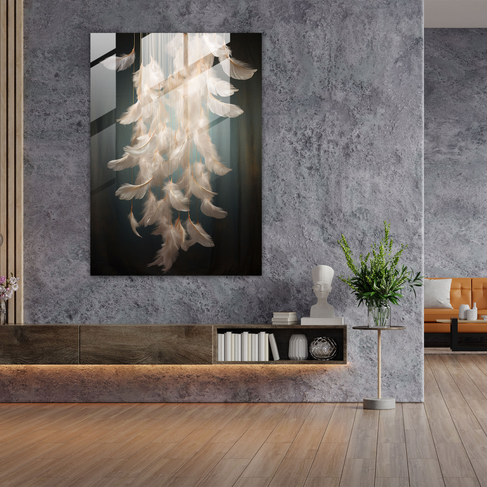 Ethereal Glass Feathers - Realistic Glass Sculpture, Glass Print, Home Decoration, Glass Art