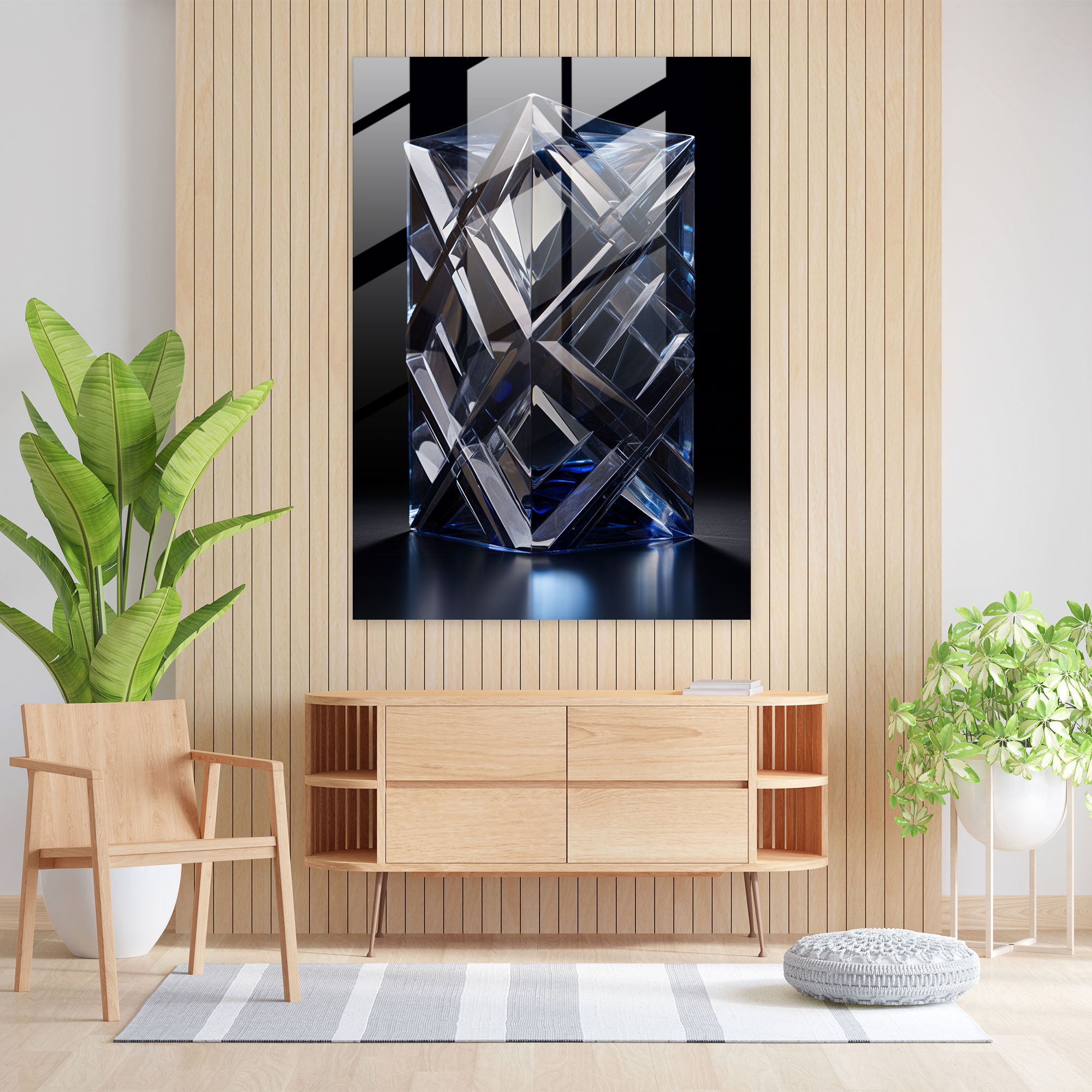 Abstract Elegance Glass Art - Realistic Glass Sculpture, Glass Wall Art, Home Decoration, Geometric Glass Patterns