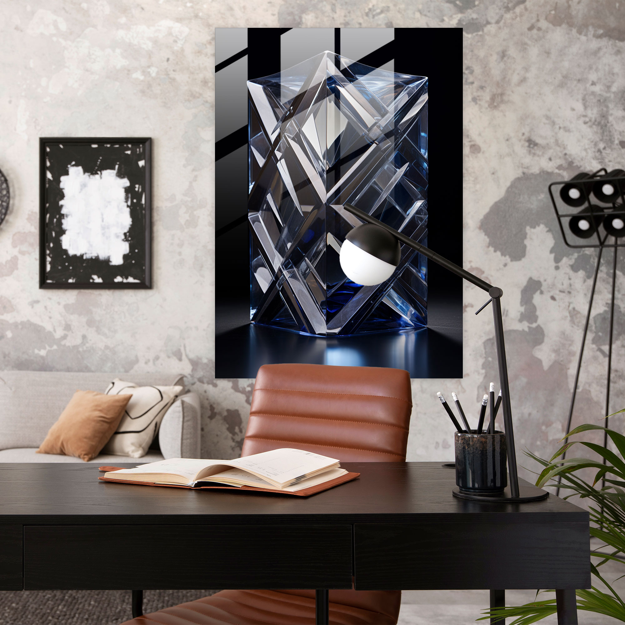 Abstract Elegance Glass Art - Realistic Glass Sculpture, Glass Wall Art, Home Decoration, Geometric Glass Patterns